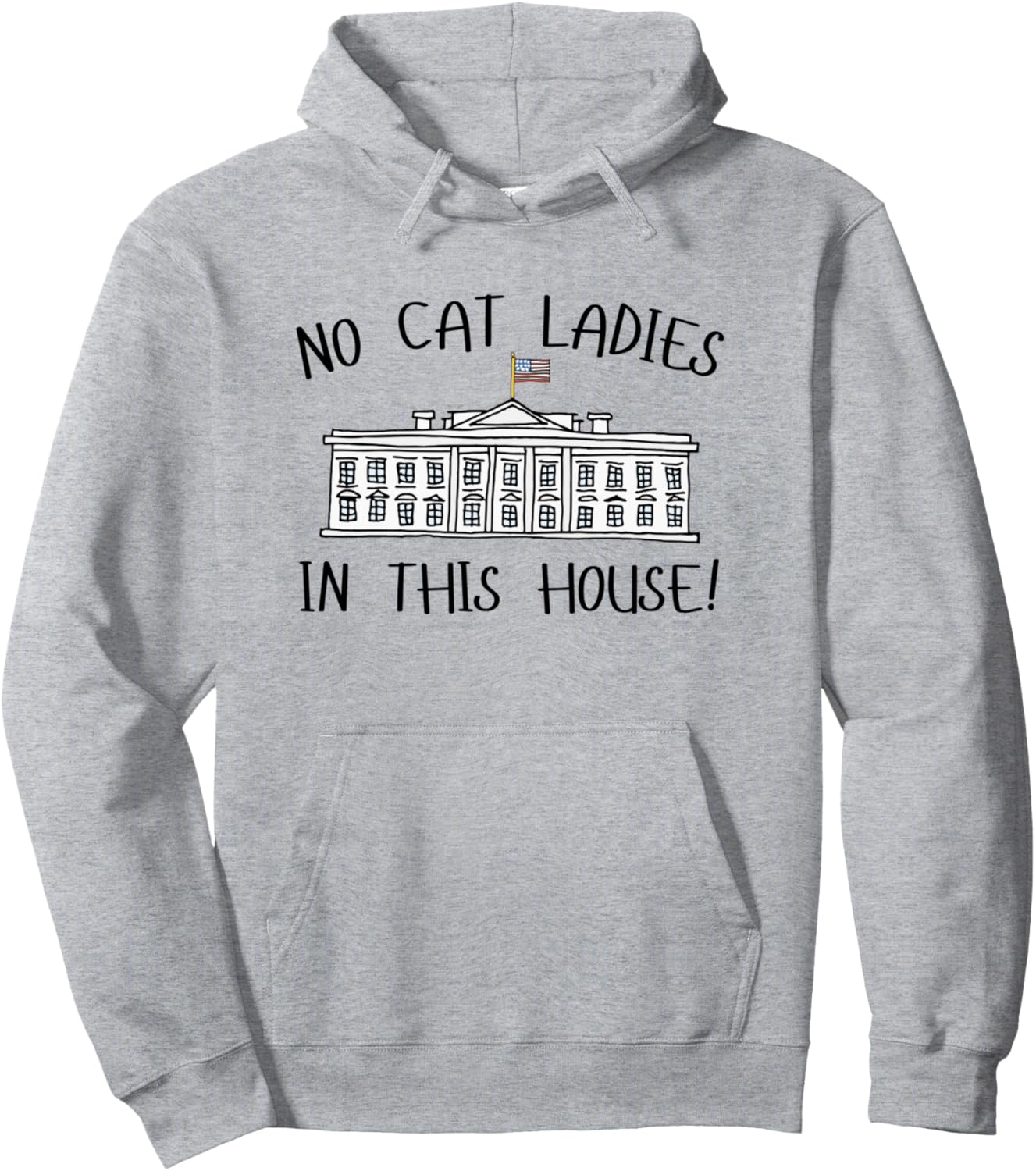 NO CAT LADIES IN THIS HOUSE Funny Trump President 47 Humor Pullover Hoodie