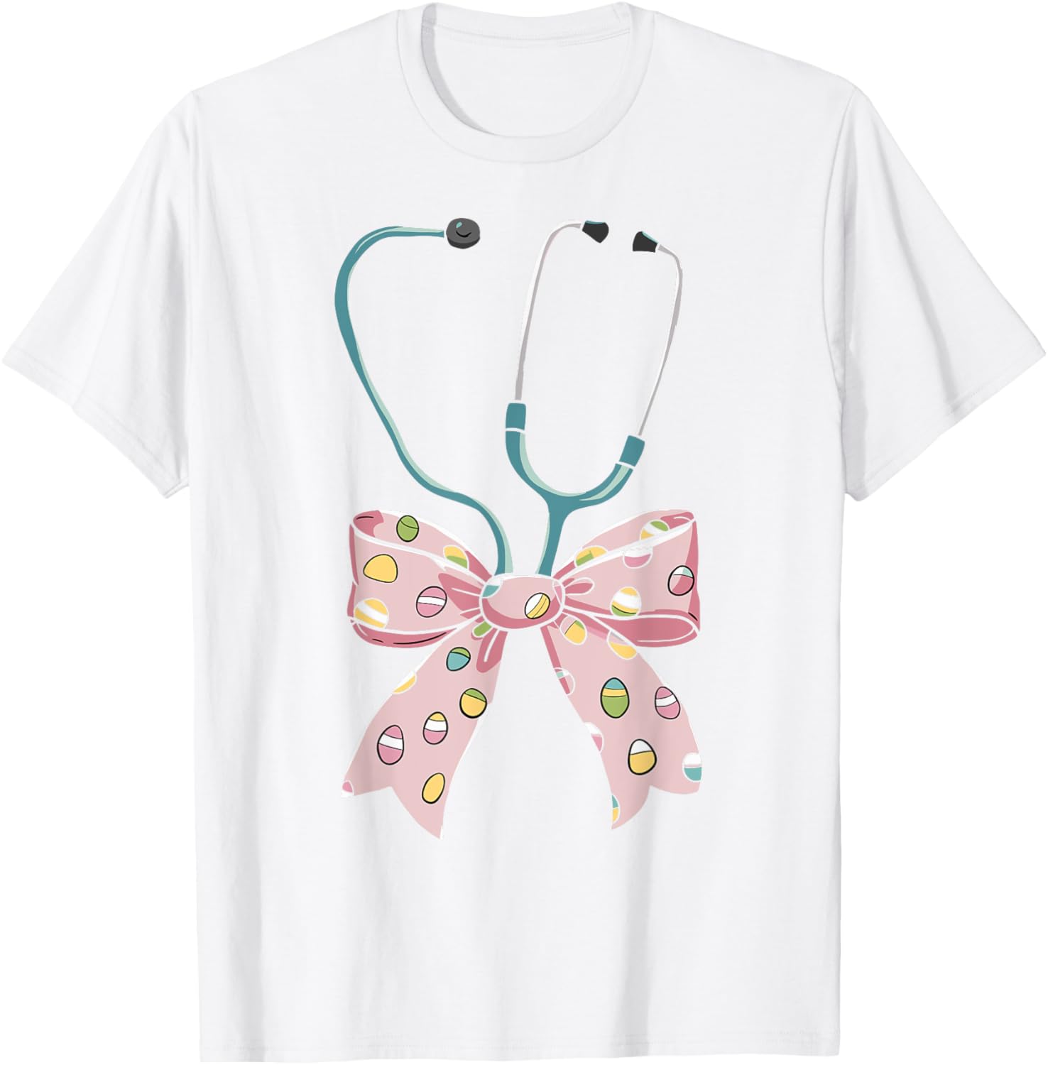 Nurse Coquette Bow Easter Bunny Eggs Ear Nursing Doctor Cute T-Shirt