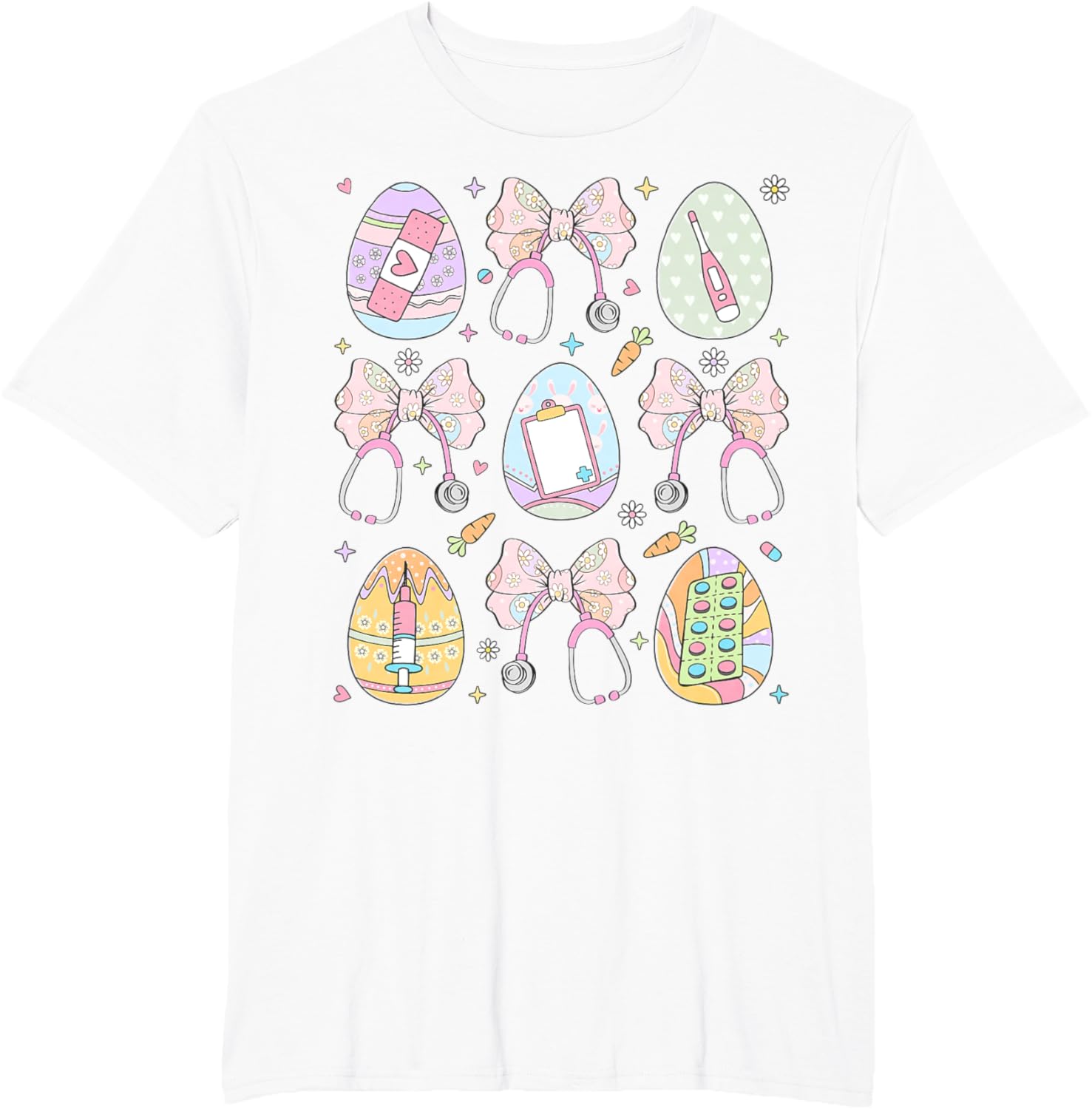 Nurse Coquette Bow Easter Bunny Eggs Ear Nursing Doctor Cute T-Shirt