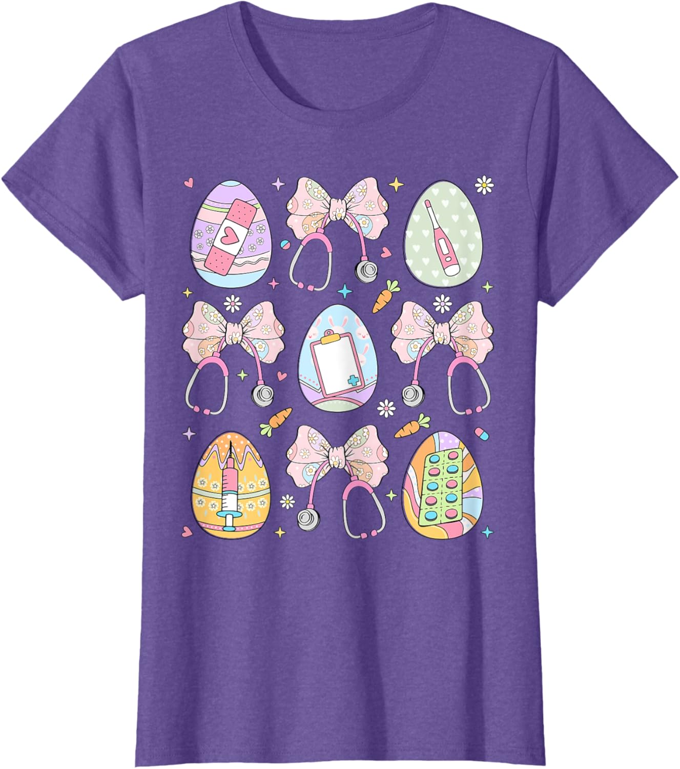 Nurse Coquette Bow Easter Bunny Eggs Ear Nursing Doctor Cute T-Shirt