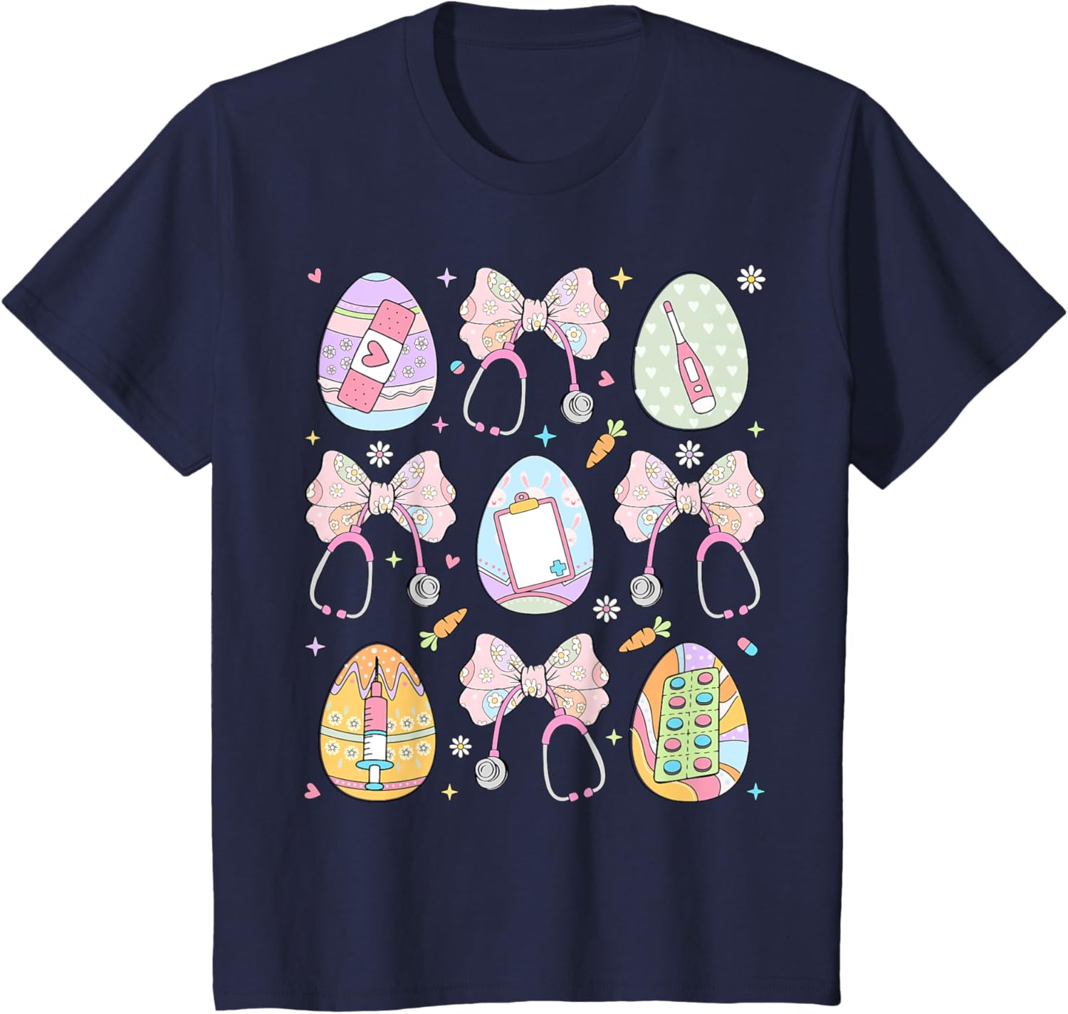 Nurse Coquette Bow Easter Bunny Eggs Ear Nursing Doctor Cute T-Shirt