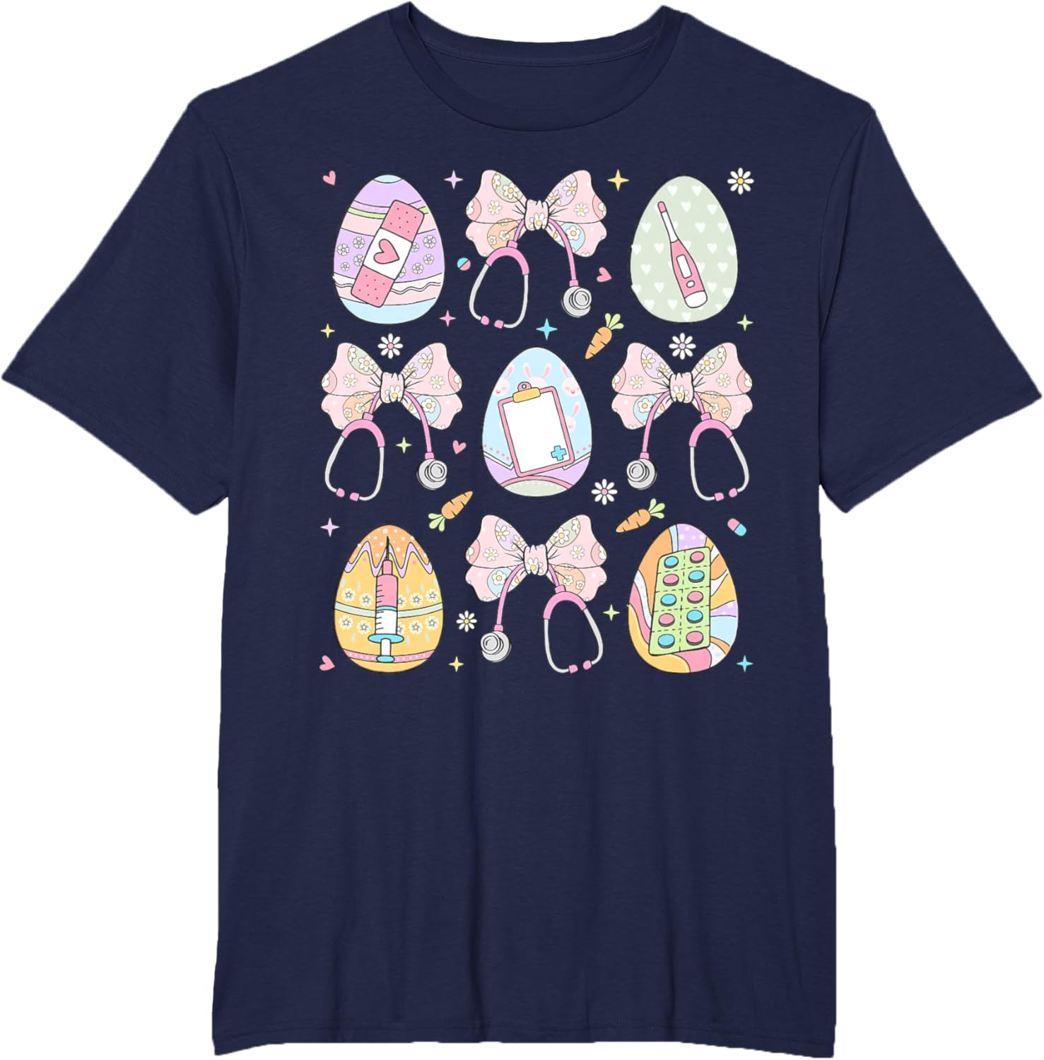 Nurse Coquette Bow Easter Bunny Eggs Ear Nursing Doctor Cute T-Shirt