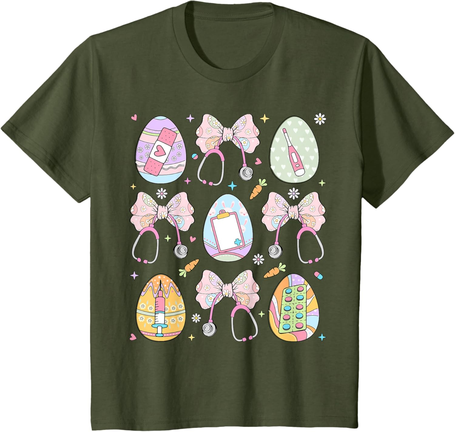 Nurse Coquette Bow Easter Bunny Eggs Ear Nursing Doctor Cute T-Shirt