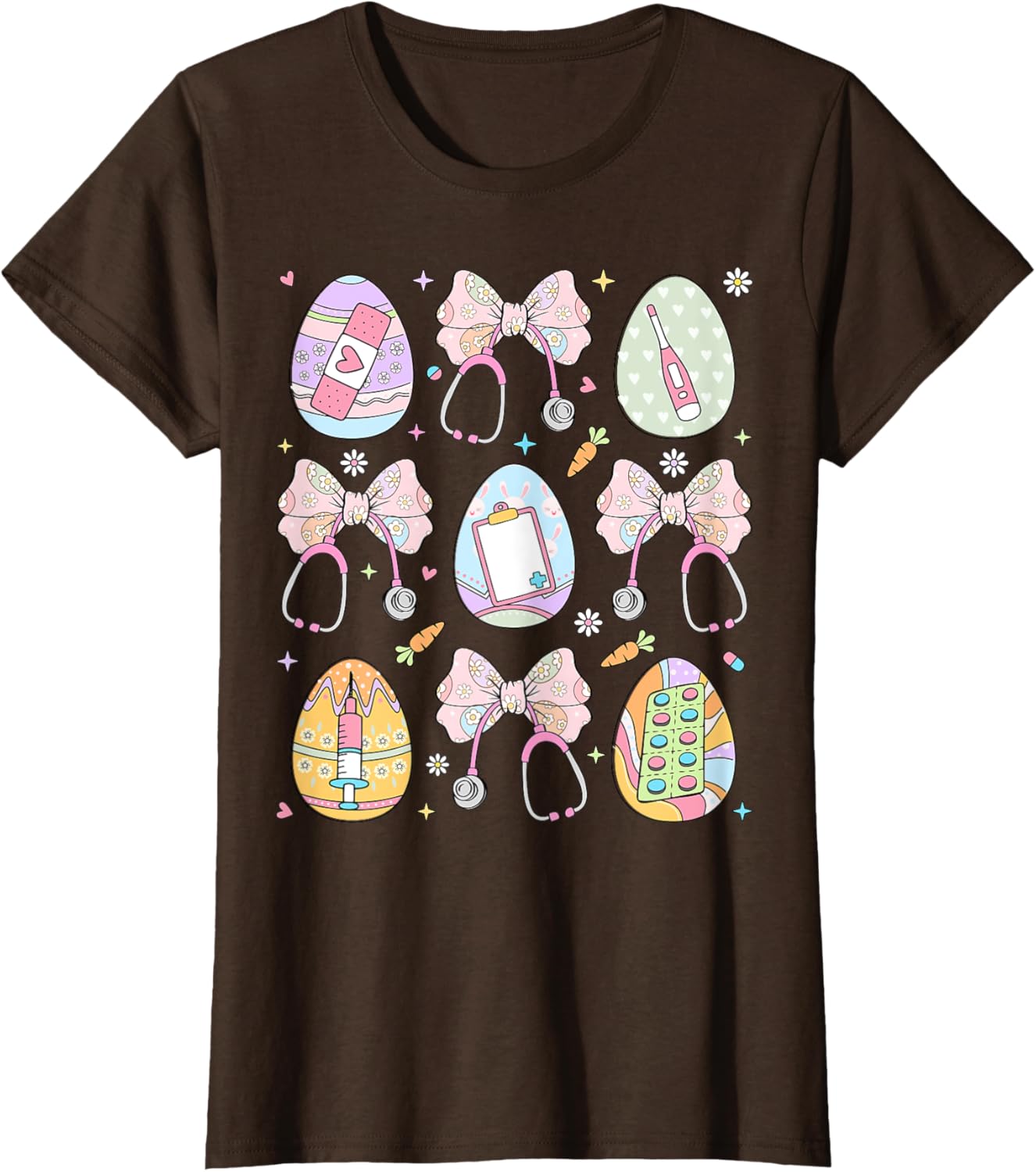 Nurse Coquette Bow Easter Bunny Eggs Ear Nursing Doctor Cute T-Shirt