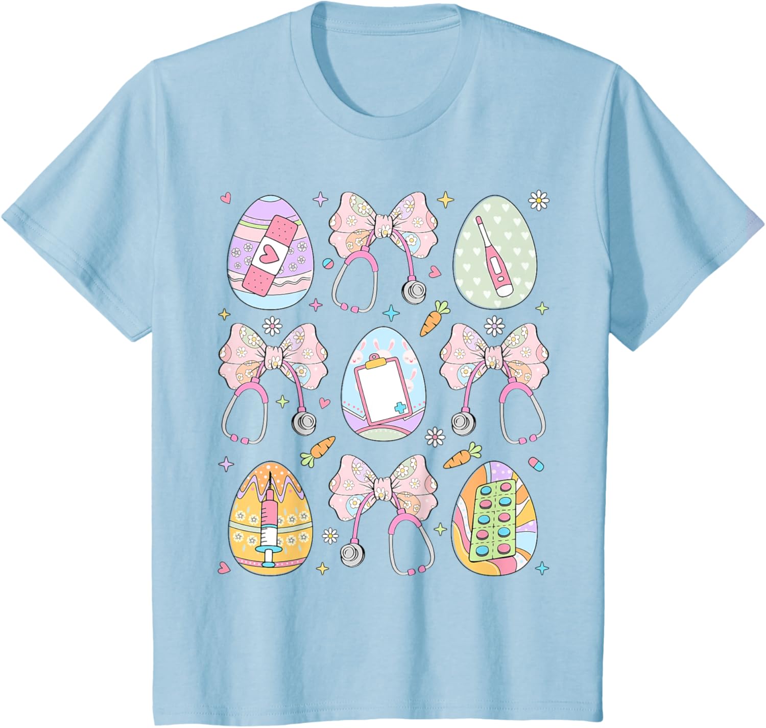 Nurse Coquette Bow Easter Bunny Eggs Ear Nursing Doctor Cute T-Shirt