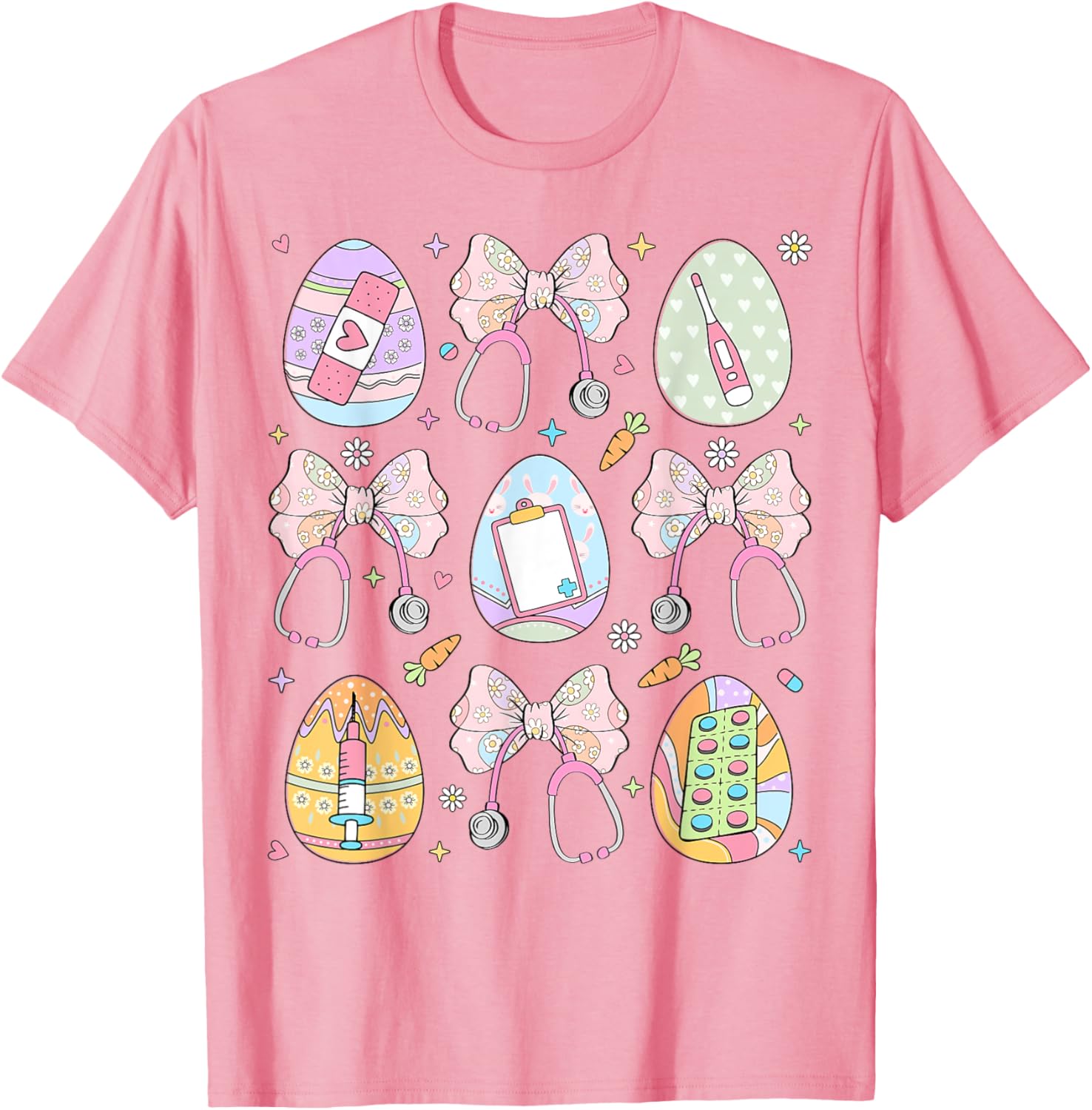 Nurse Coquette Bow Easter Bunny Eggs Ear Nursing Doctor Cute T-Shirt