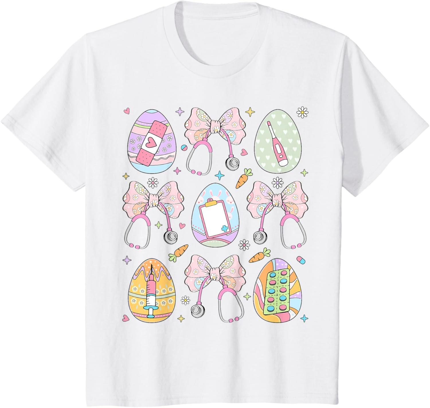 Nurse Coquette Bow Easter Bunny Eggs Ear Nursing Doctor Cute T-Shirt