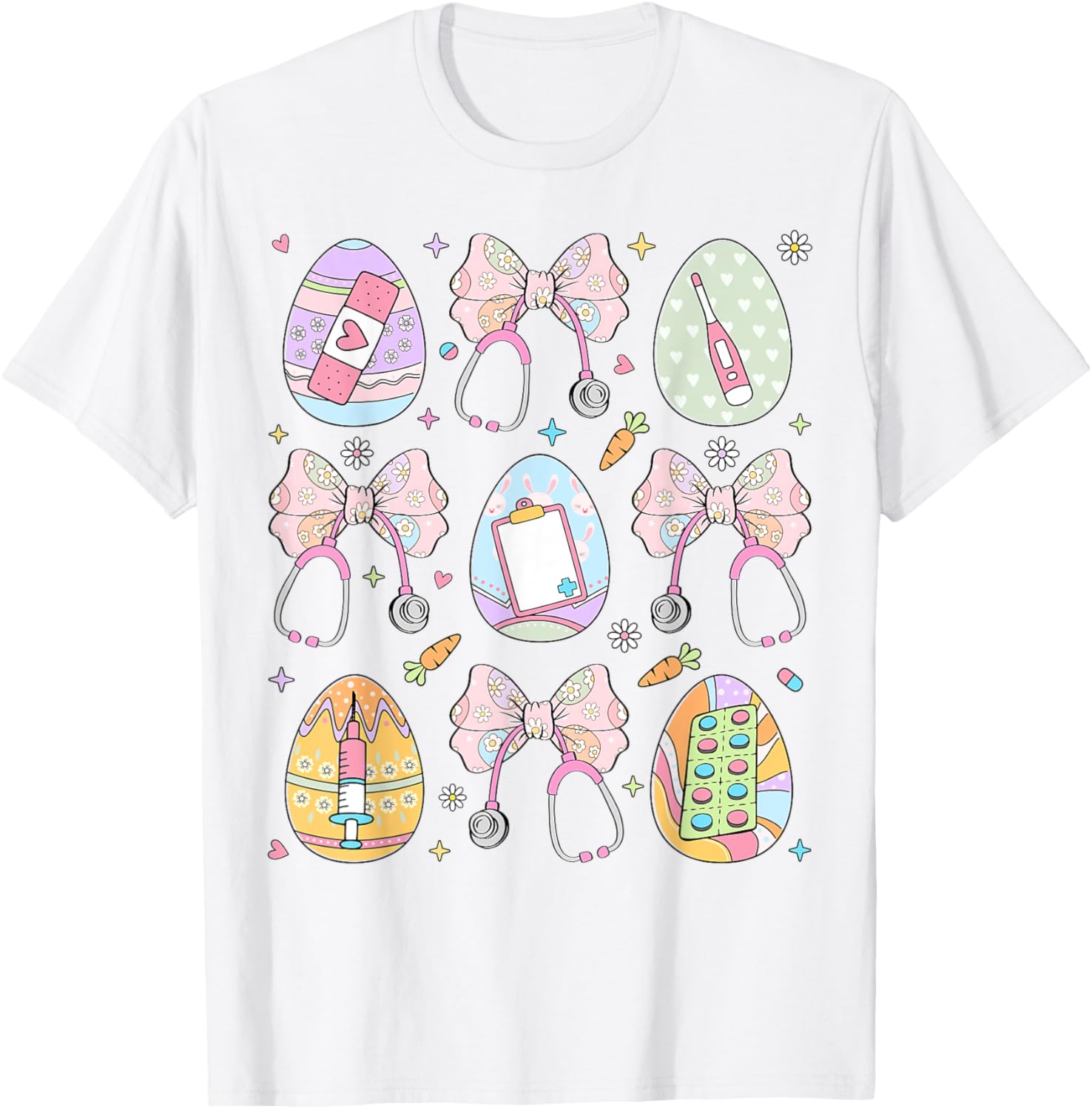 Nurse Coquette Bow Easter Bunny Eggs Ear Nursing Doctor Cute T-Shirt