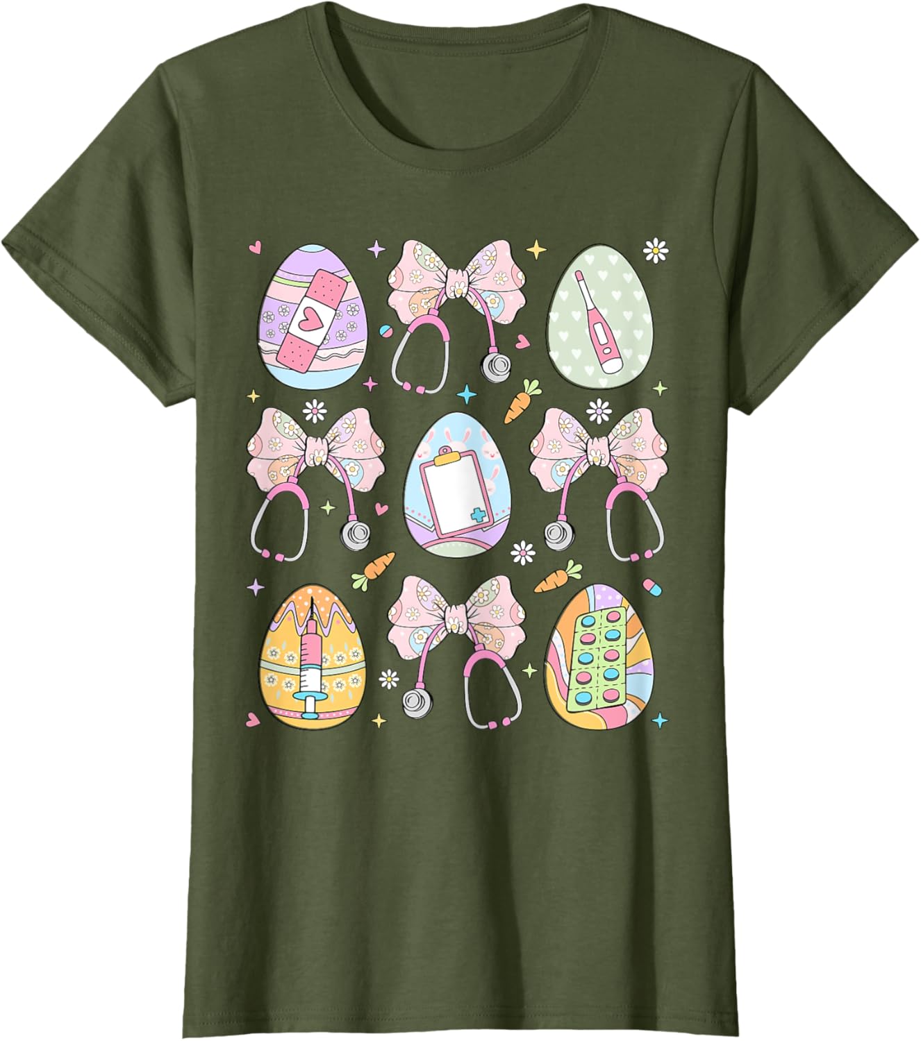 Nurse Coquette Bow Easter Bunny Eggs Ear Nursing Doctor Cute T-Shirt