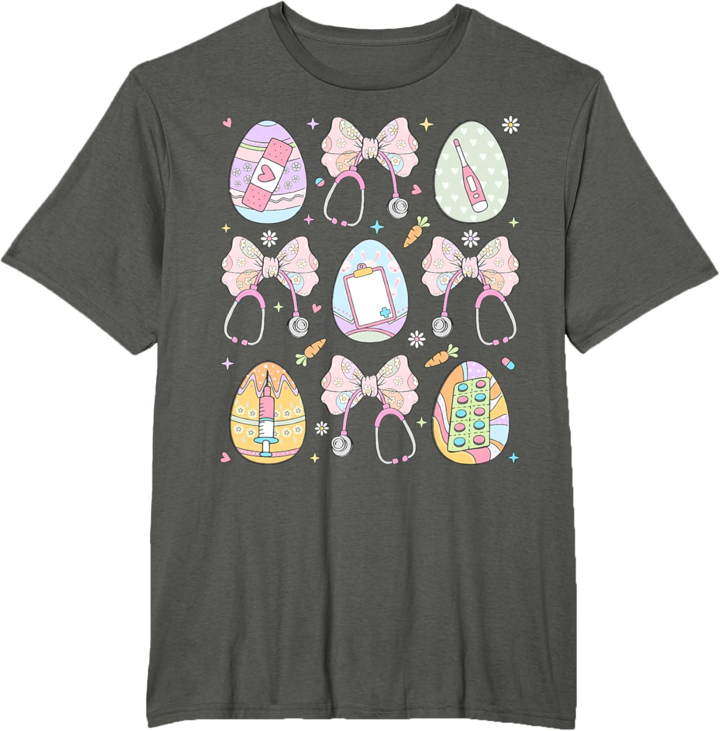 Nurse Coquette Bow Easter Bunny Eggs Ear Nursing Doctor Cute T-Shirt