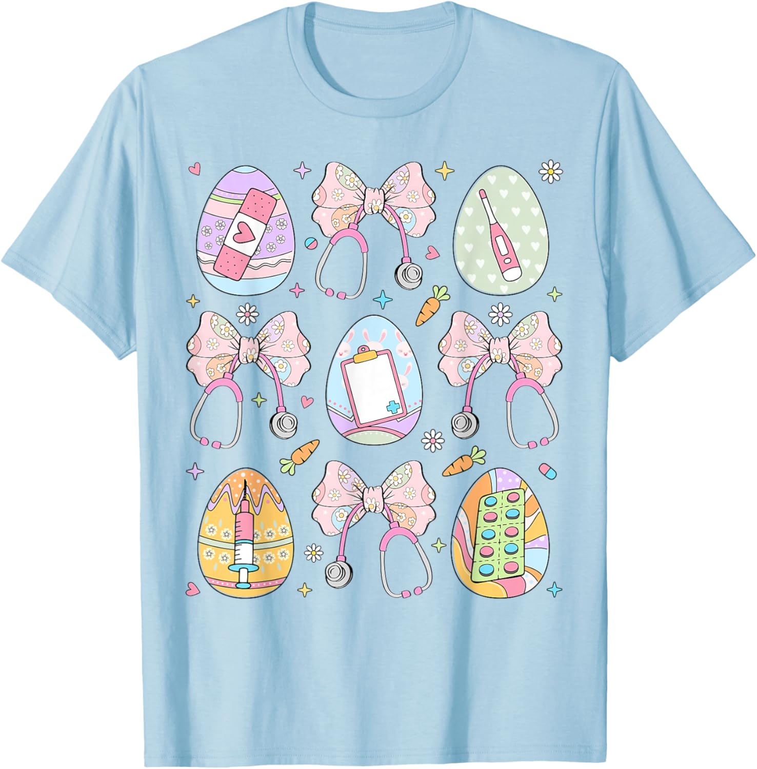 Nurse Coquette Bow Easter Bunny Eggs Ear Nursing Doctor Cute T-Shirt