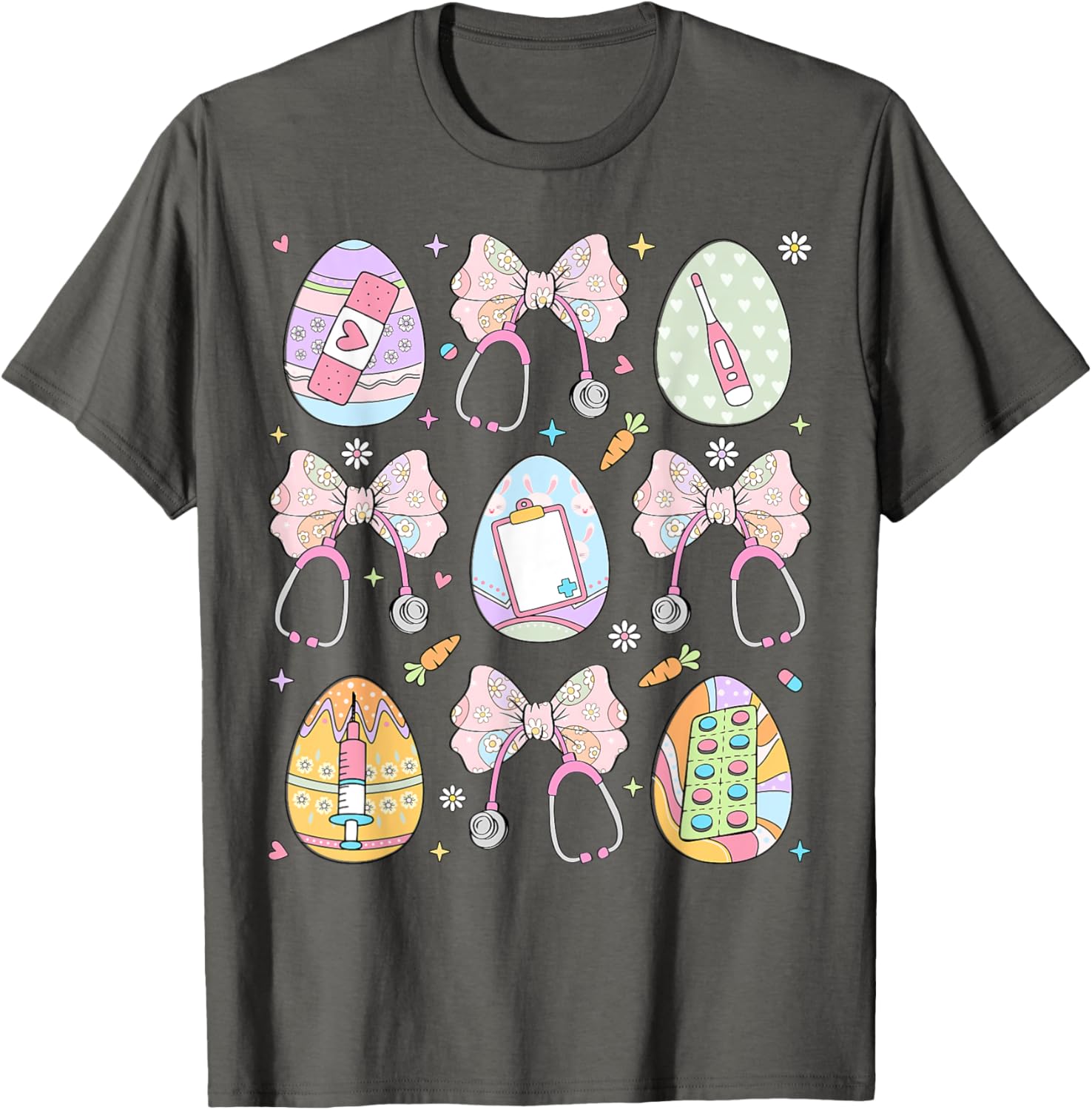 Nurse Coquette Bow Easter Bunny Eggs Ear Nursing Doctor Cute T-Shirt