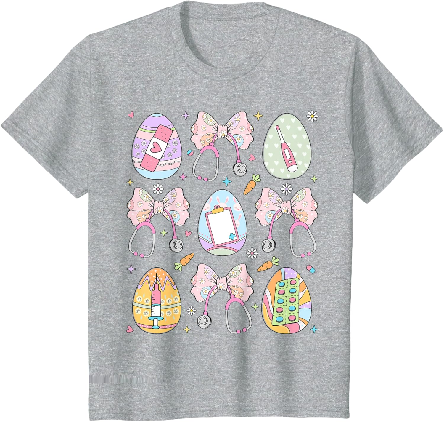 Nurse Coquette Bow Easter Bunny Eggs Ear Nursing Doctor Cute T-Shirt