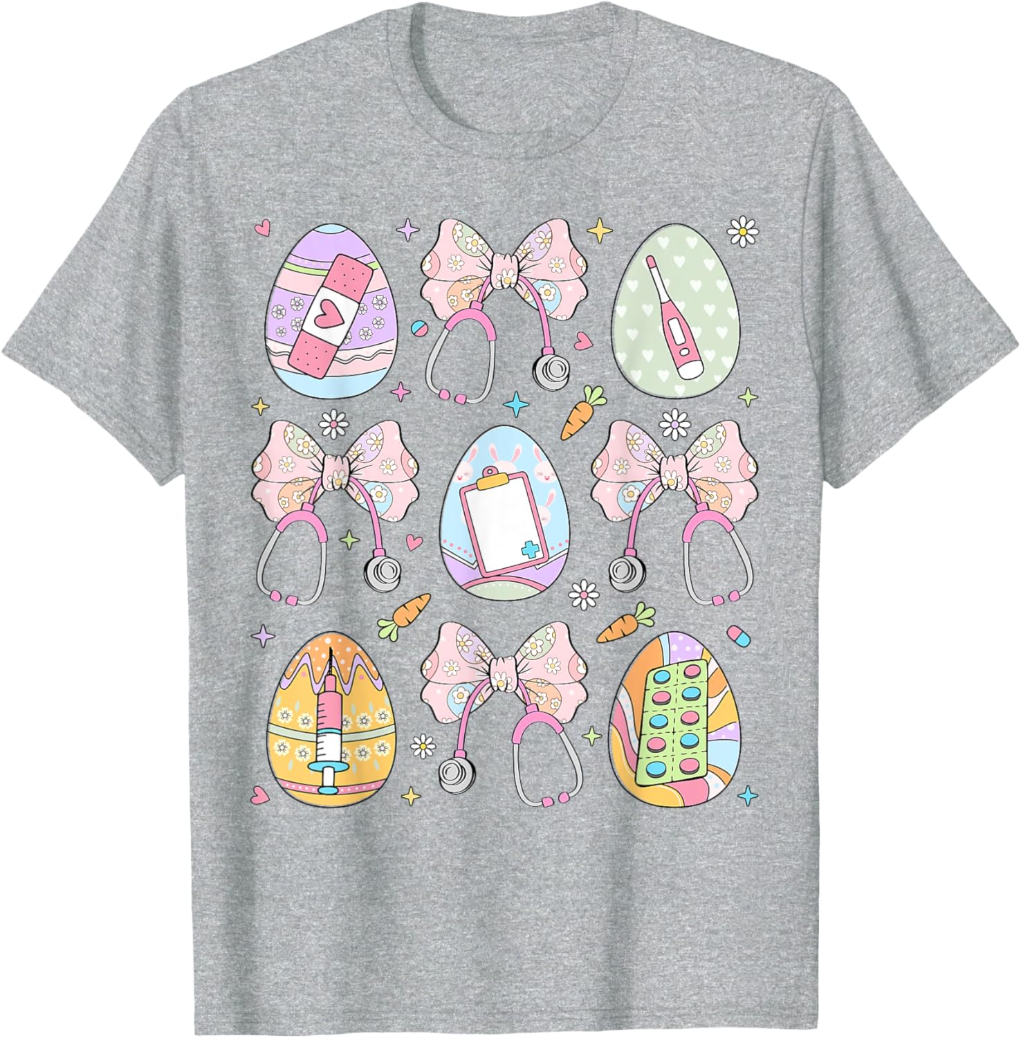 Nurse Coquette Bow Easter Bunny Eggs Ear Nursing Doctor Cute T-Shirt