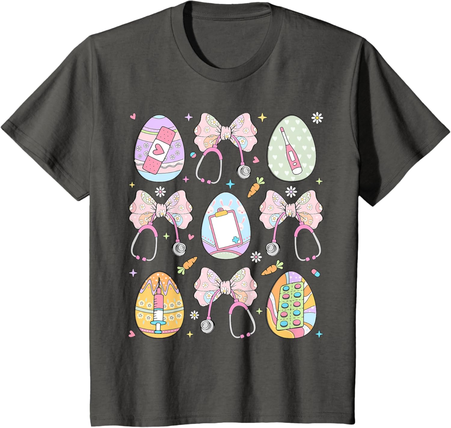 Nurse Coquette Bow Easter Bunny Eggs Ear Nursing Doctor Cute T-Shirt