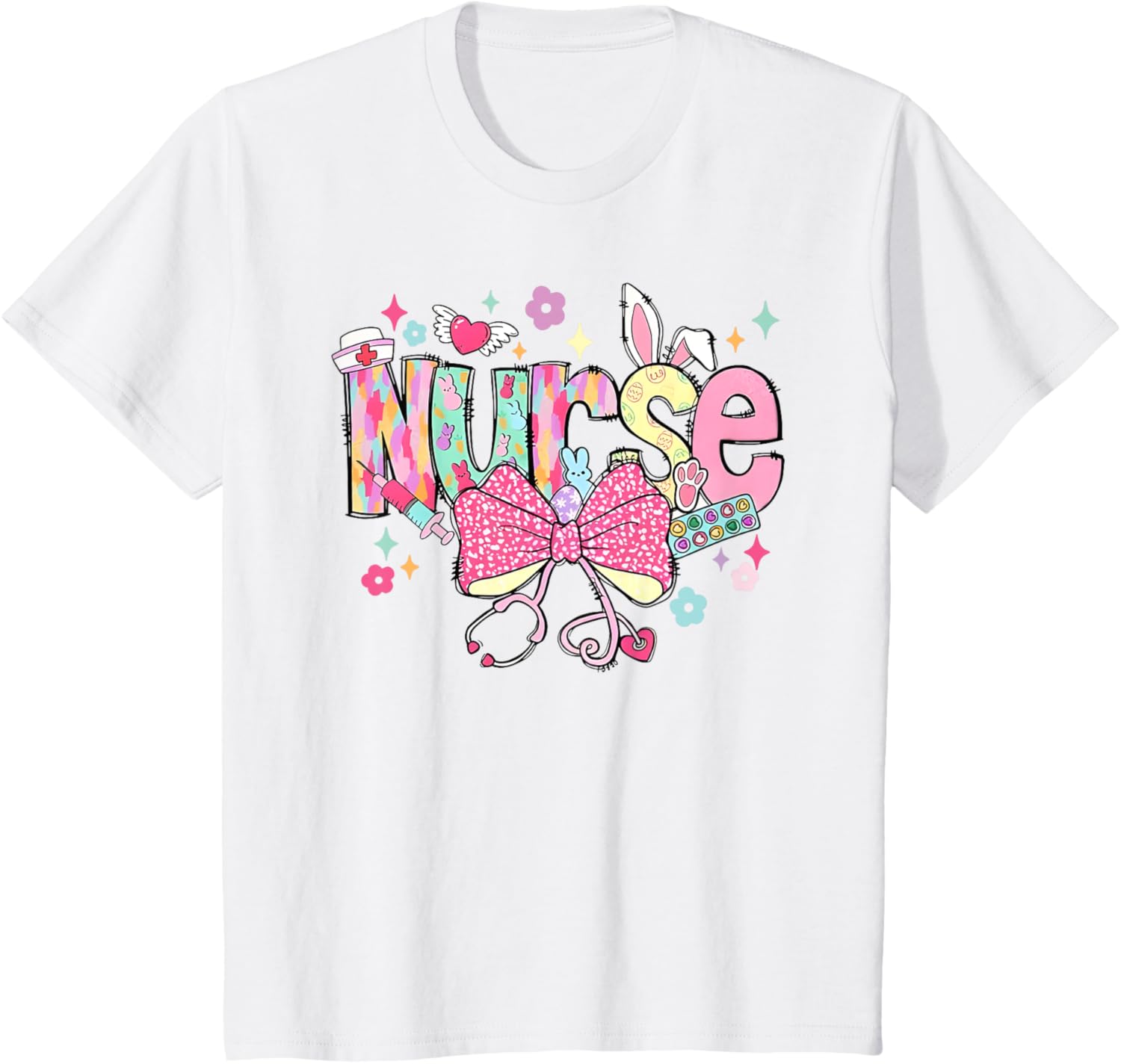 Nurse Easter Day Cute Coquette Stethoscope Nursing Easter T-Shirt