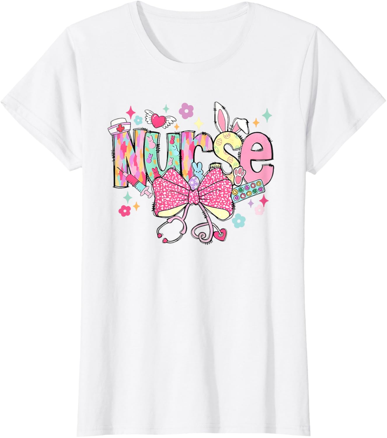 Nurse Easter Day Cute Coquette Stethoscope Nursing Easter T-Shirt