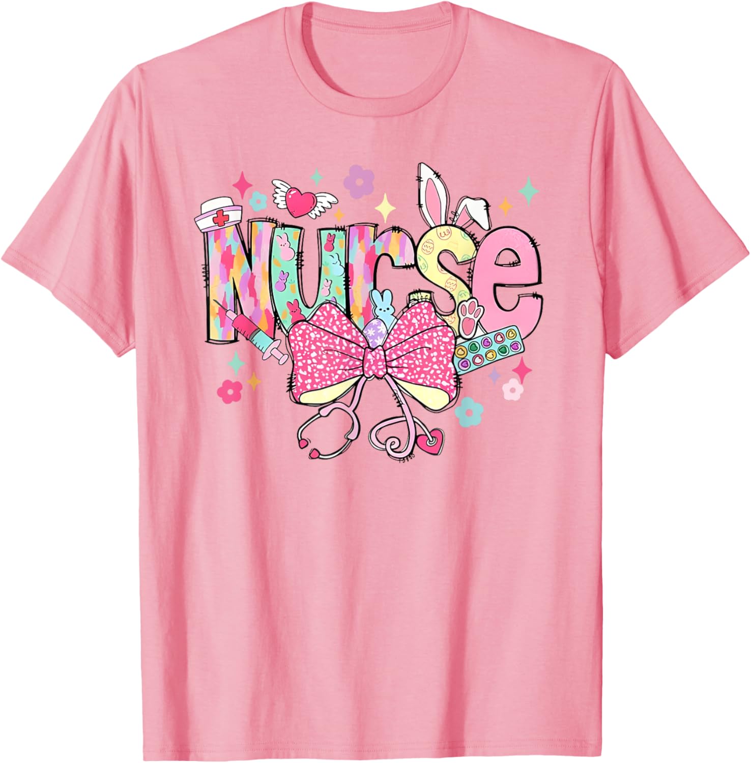 Nurse Easter Day Cute Coquette Stethoscope Nursing Easter T-Shirt