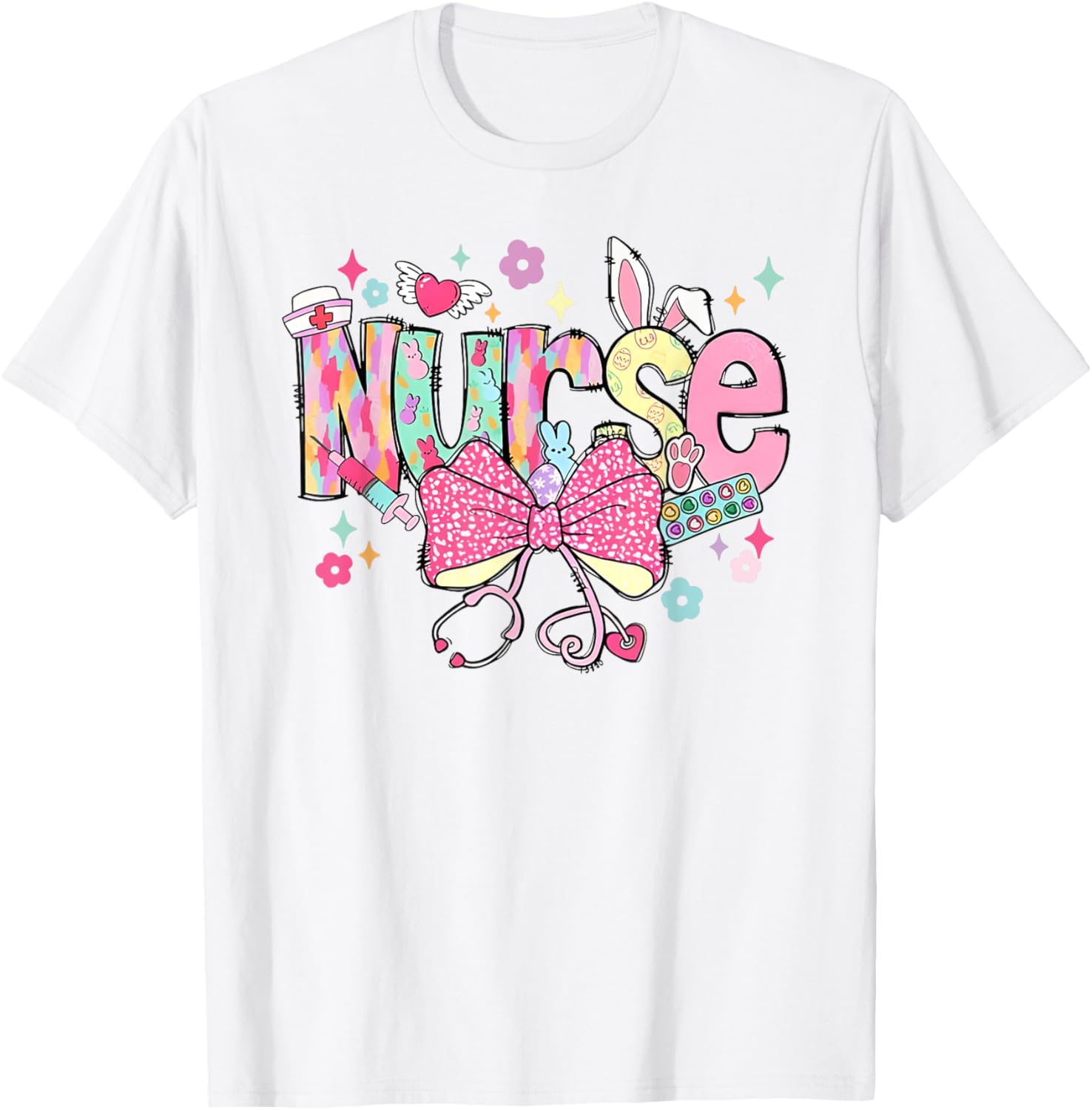 Nurse Easter Day Cute Coquette Stethoscope Nursing Easter T-Shirt