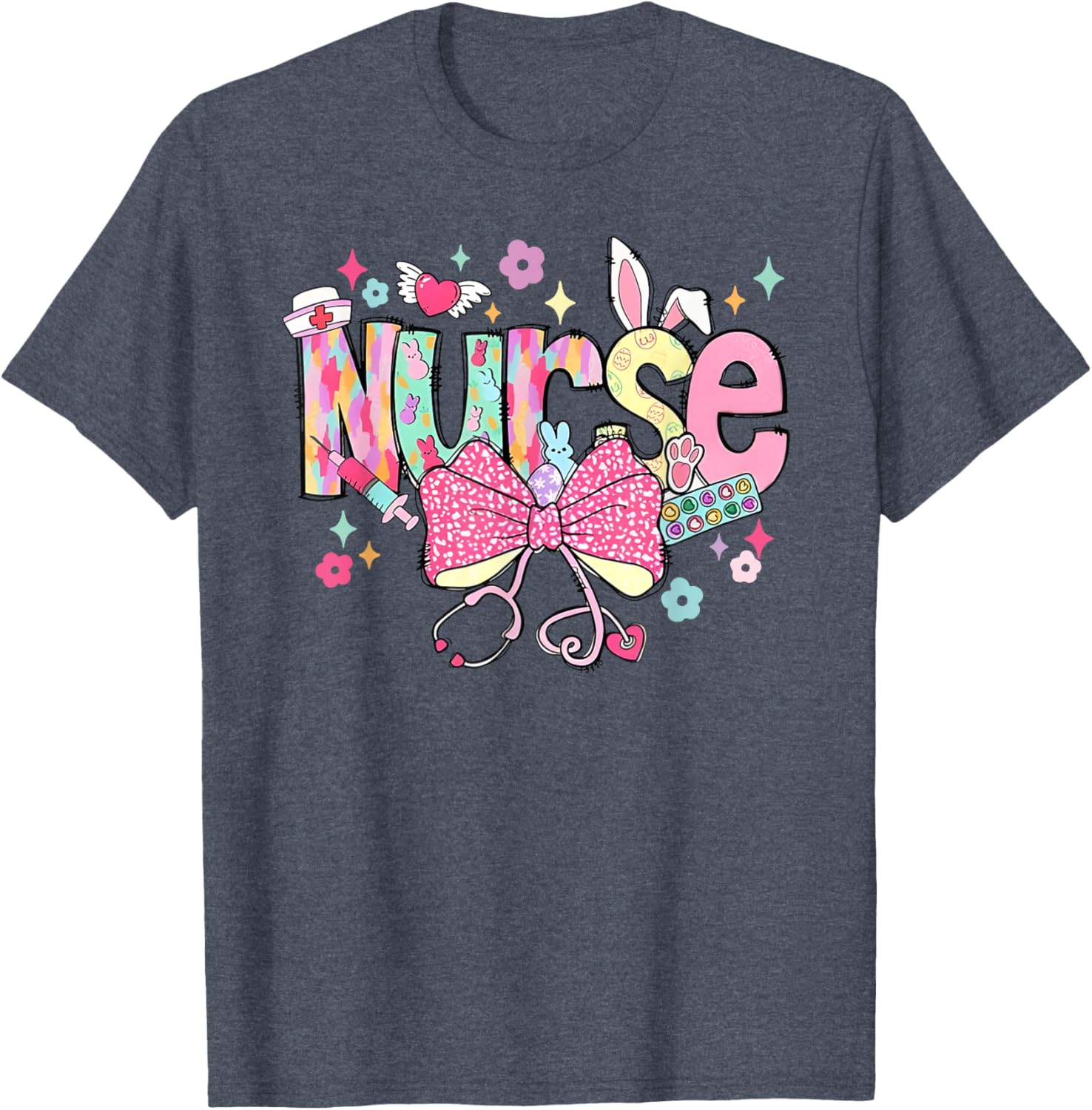 Nurse Easter Day Cute Coquette Stethoscope Nursing Easter T-Shirt