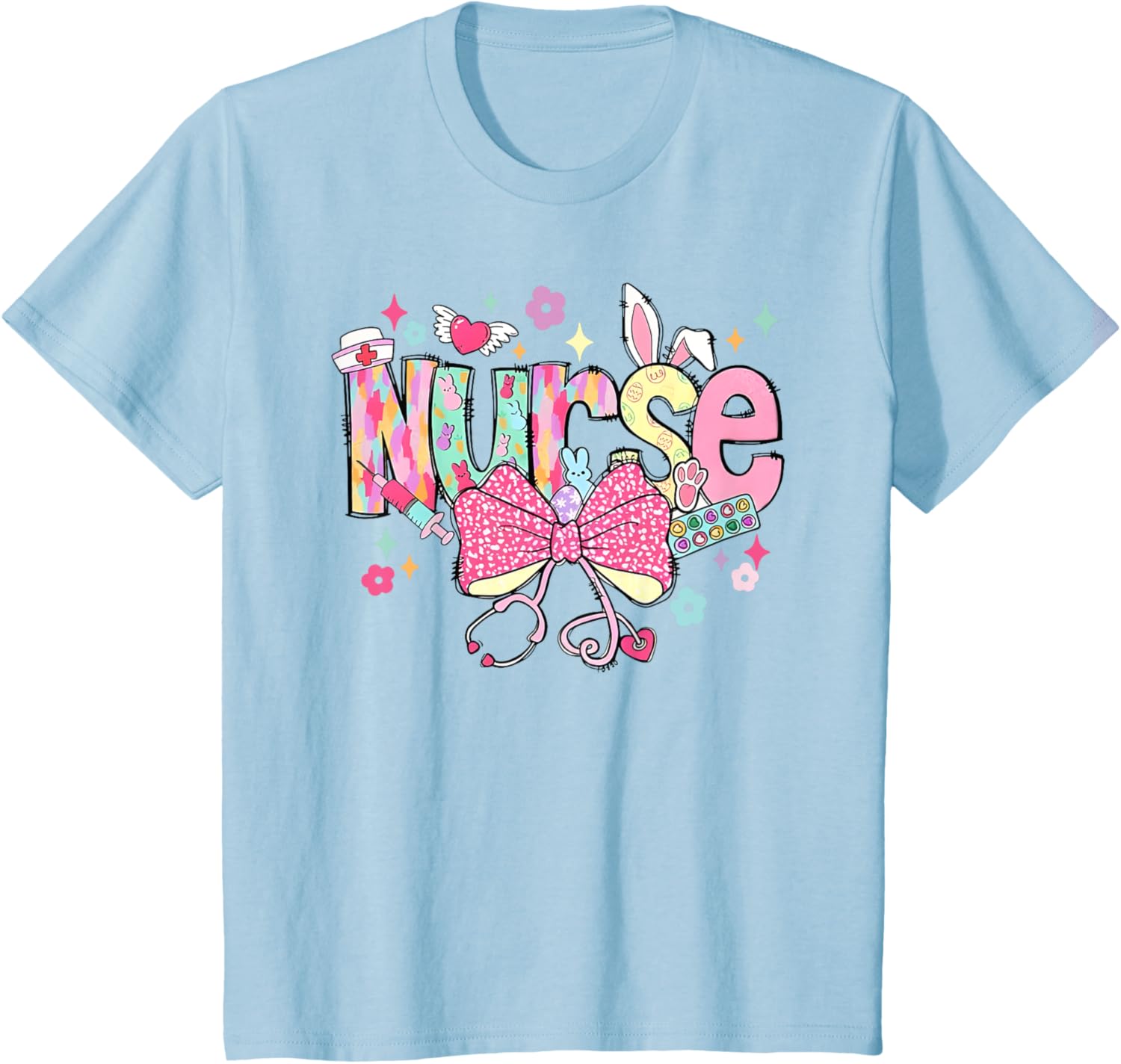 Nurse Easter Day Cute Coquette Stethoscope Nursing Easter T-Shirt