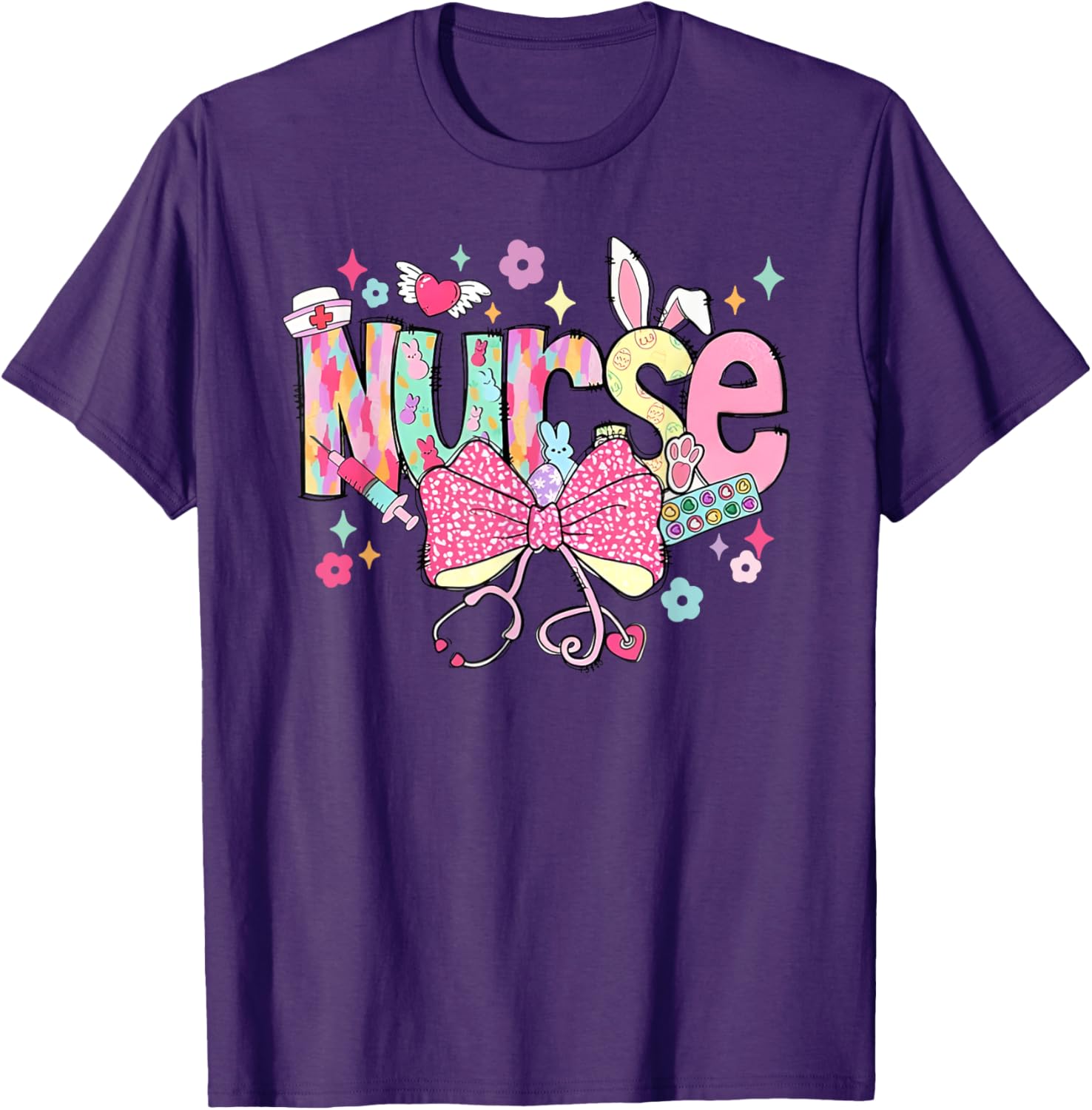 Nurse Easter Day Cute Coquette Stethoscope Nursing Easter T-Shirt