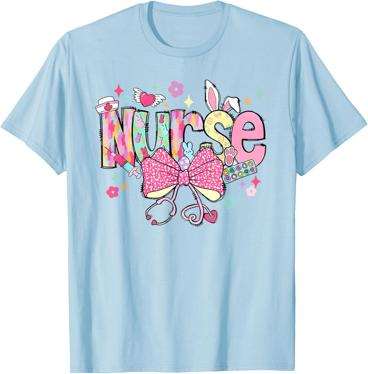 Nurse Easter Day Cute Coquette Stethoscope Nursing Easter T-Shirt