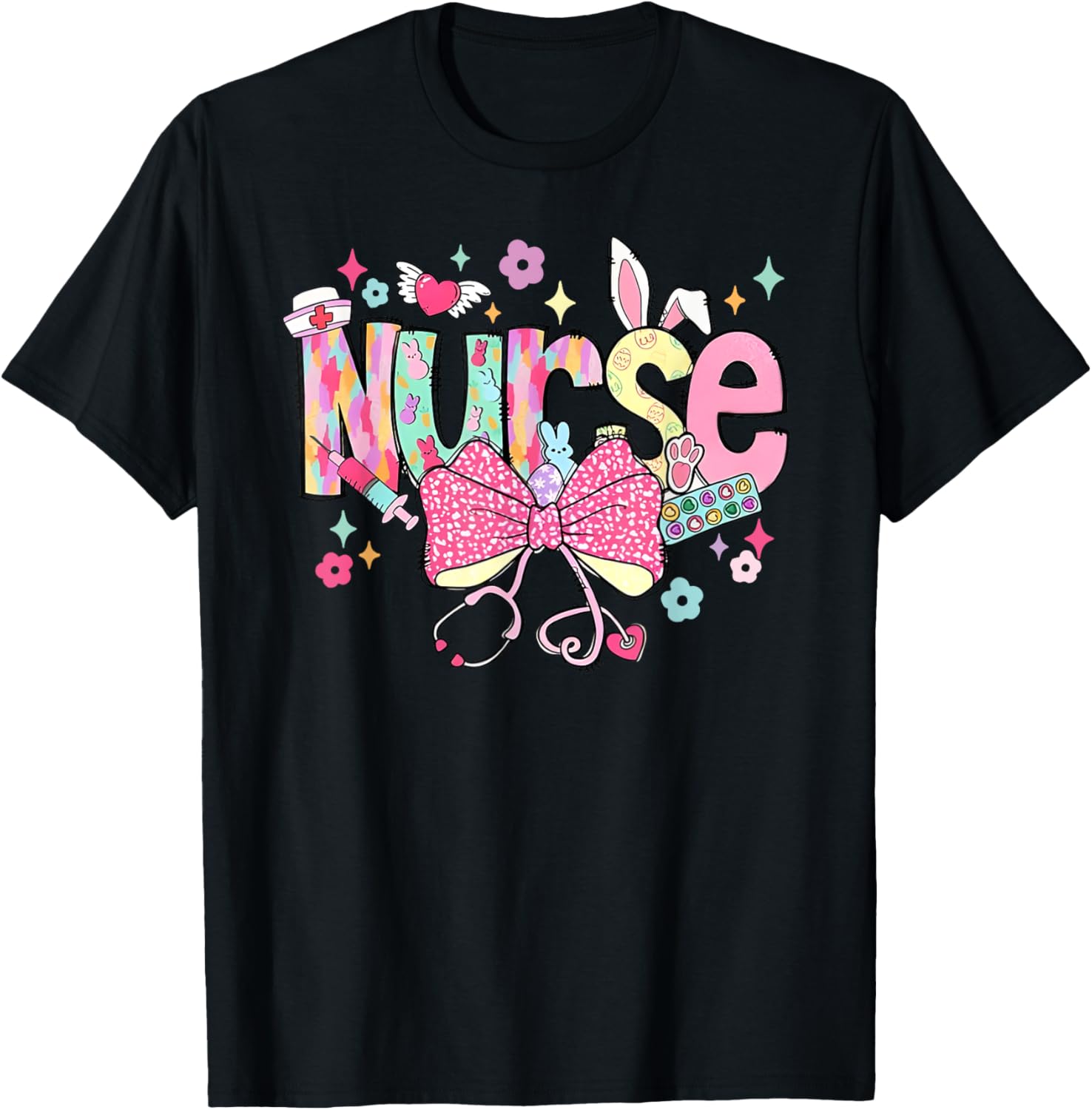 Nurse Easter Day Cute Coquette Stethoscope Nursing Easter T-Shirt