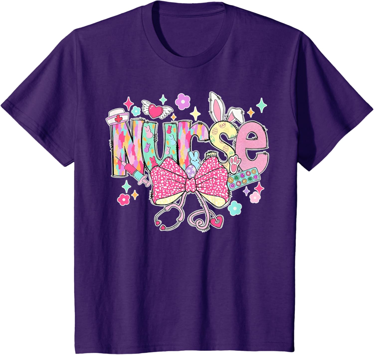 Nurse Easter Day Cute Coquette Stethoscope Nursing Easter T-Shirt