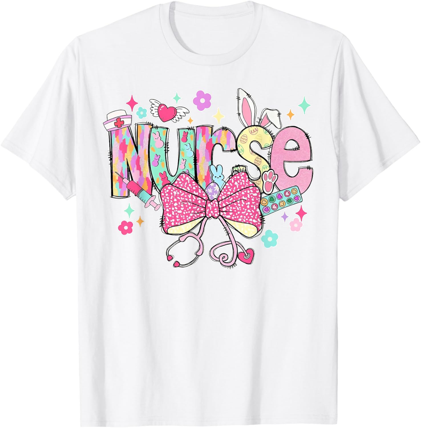 Nurse Easter Day Cute Coquette Stethoscope Nursing Easter T-Shirt