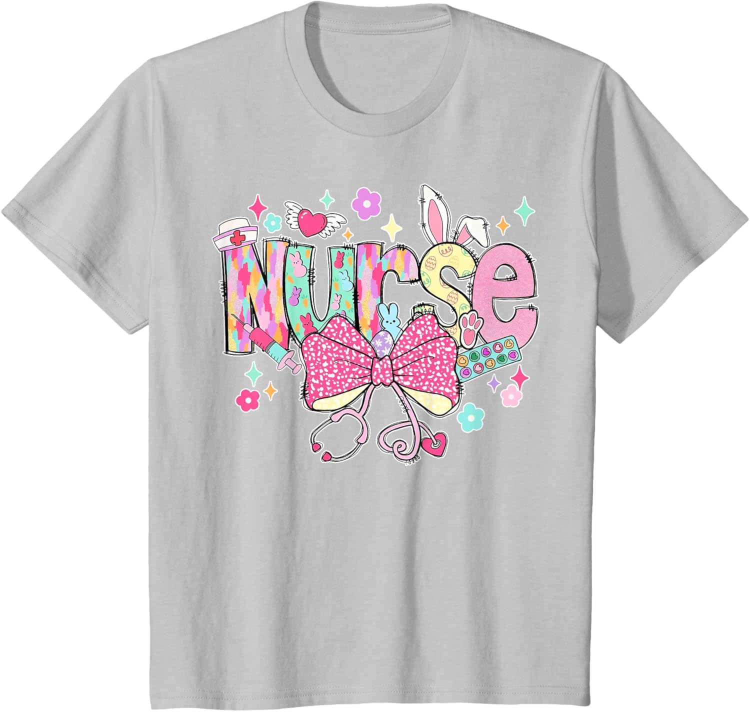 Nurse Easter Day Cute Coquette Stethoscope Nursing Easter T-Shirt