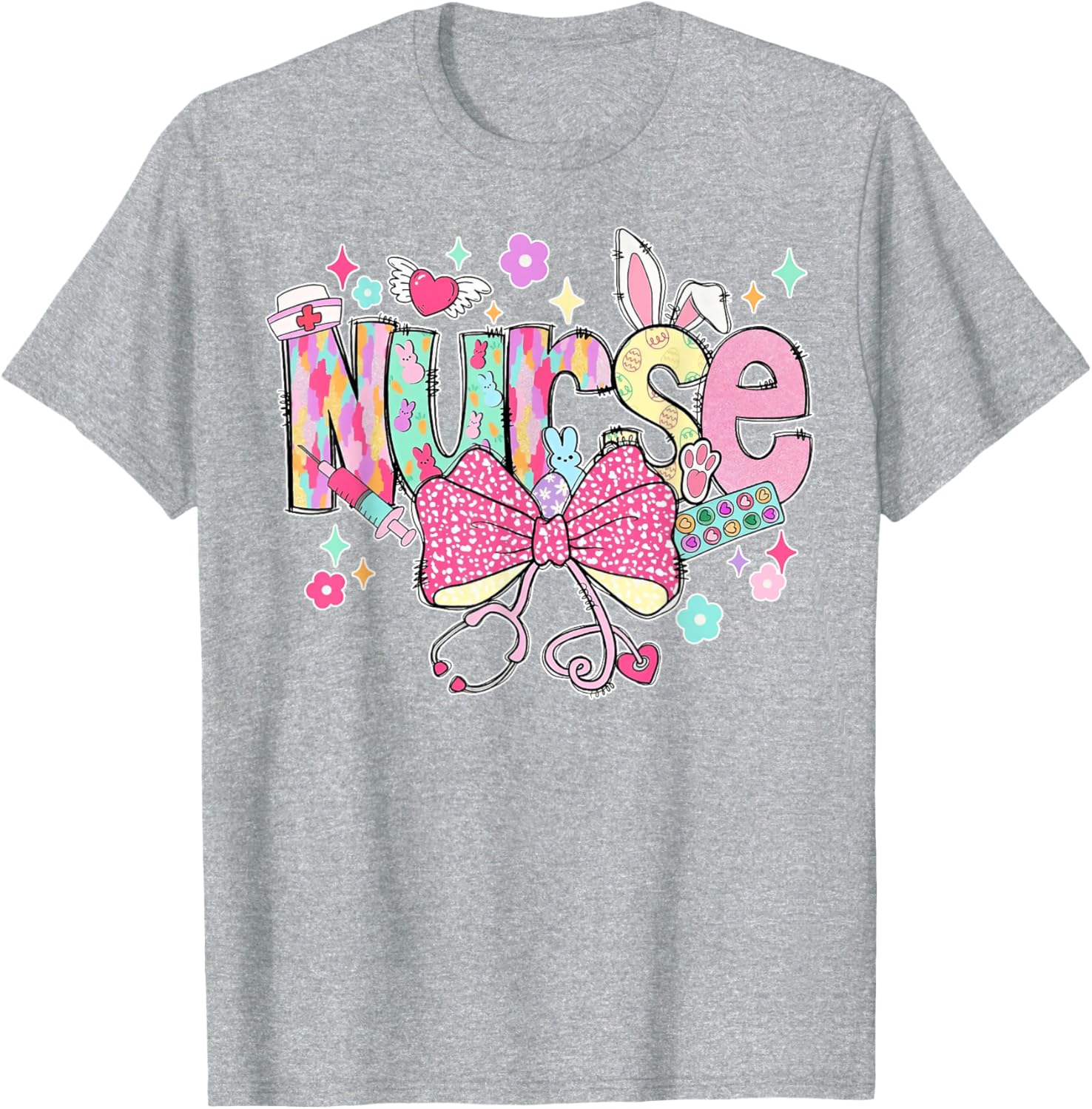 Nurse Easter Day Cute Coquette Stethoscope Nursing Easter T-Shirt