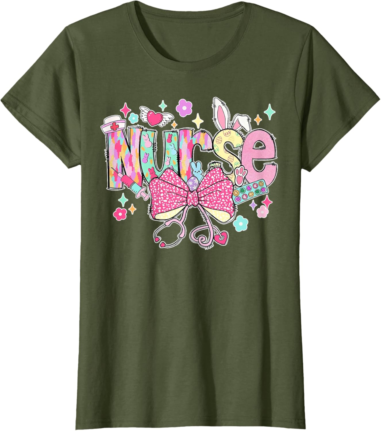 Nurse Easter Day Cute Coquette Stethoscope Nursing Easter T-Shirt