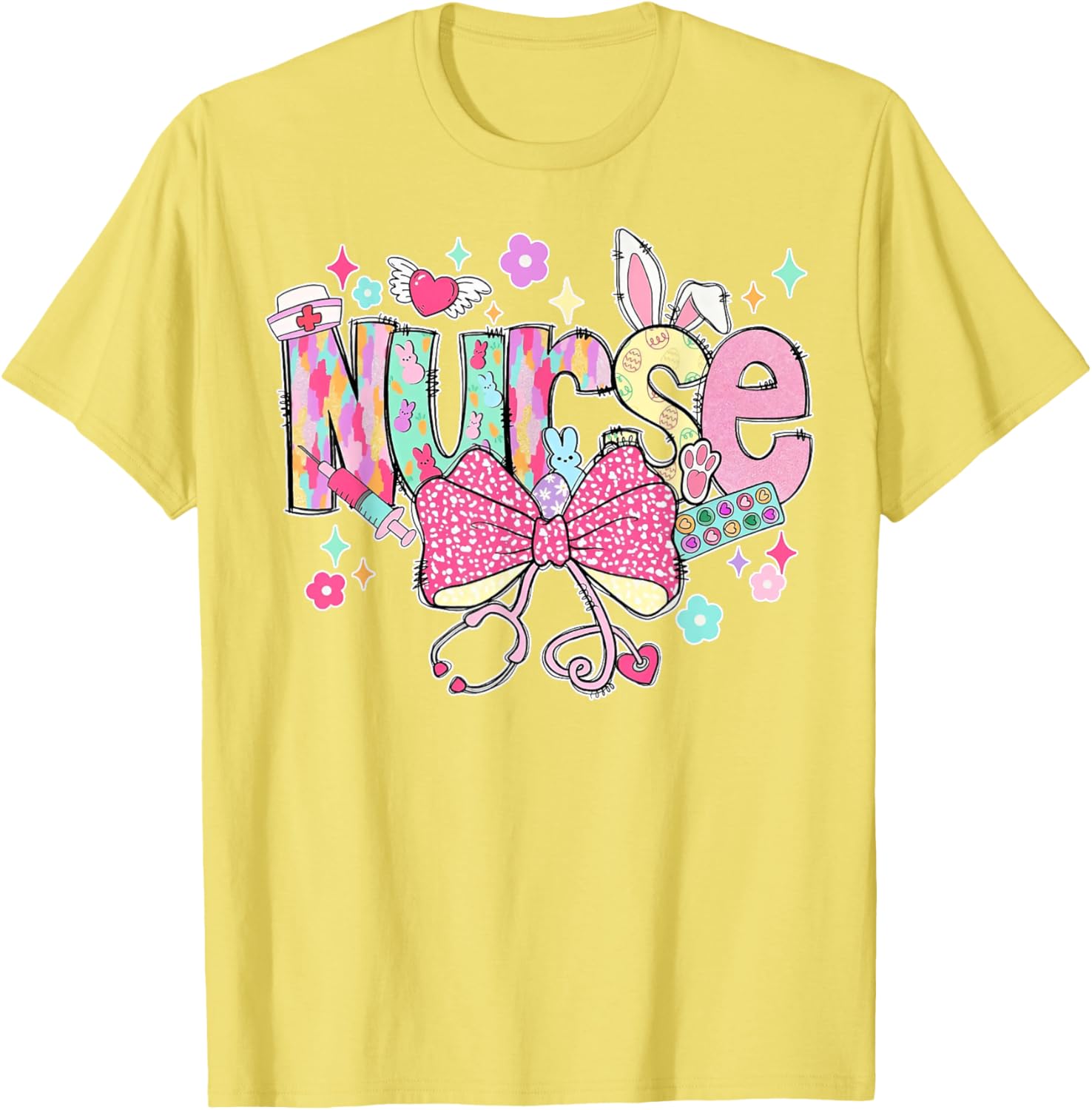 Nurse Easter Day Cute Coquette Stethoscope Nursing Easter T-Shirt