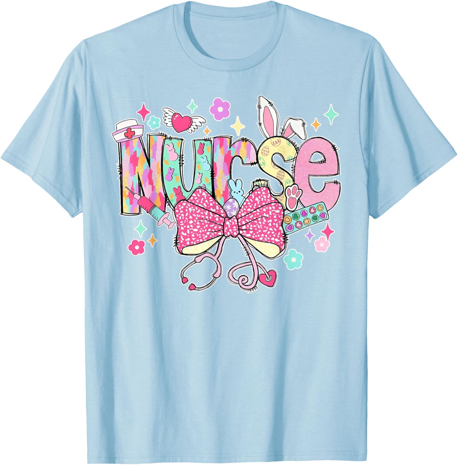 Nurse Easter Day Cute Coquette Stethoscope Nursing Easter T-Shirt