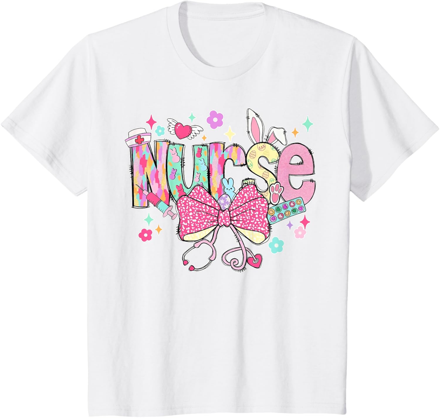 Nurse Easter Day Cute Coquette Stethoscope Nursing Easter T-Shirt