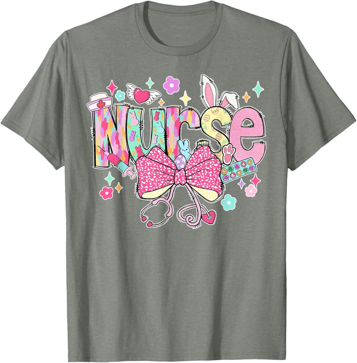 Nurse Easter Day Cute Coquette Stethoscope Nursing Easter T-Shirt