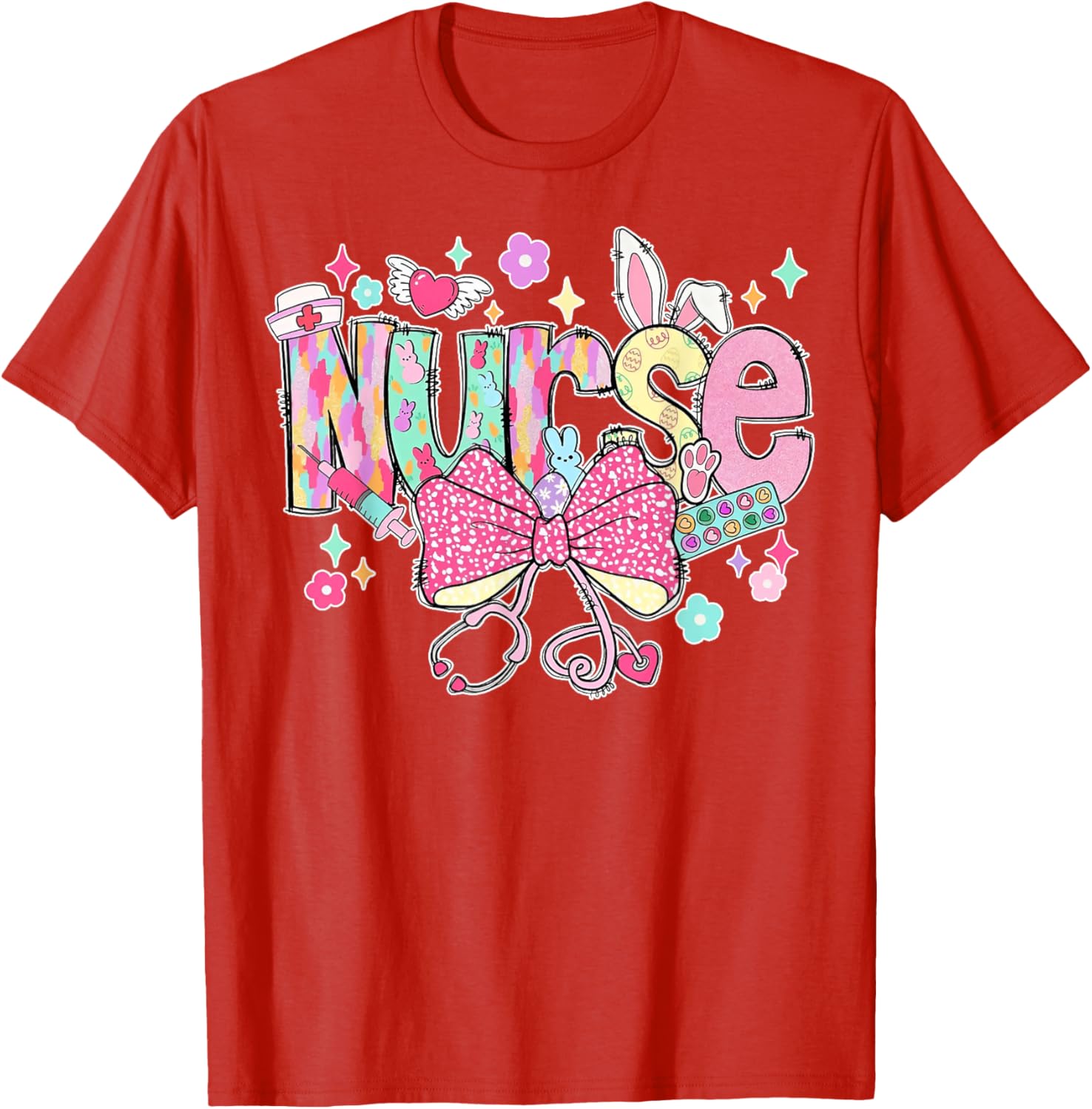 Nurse Easter Day Cute Coquette Stethoscope Nursing Easter T-Shirt