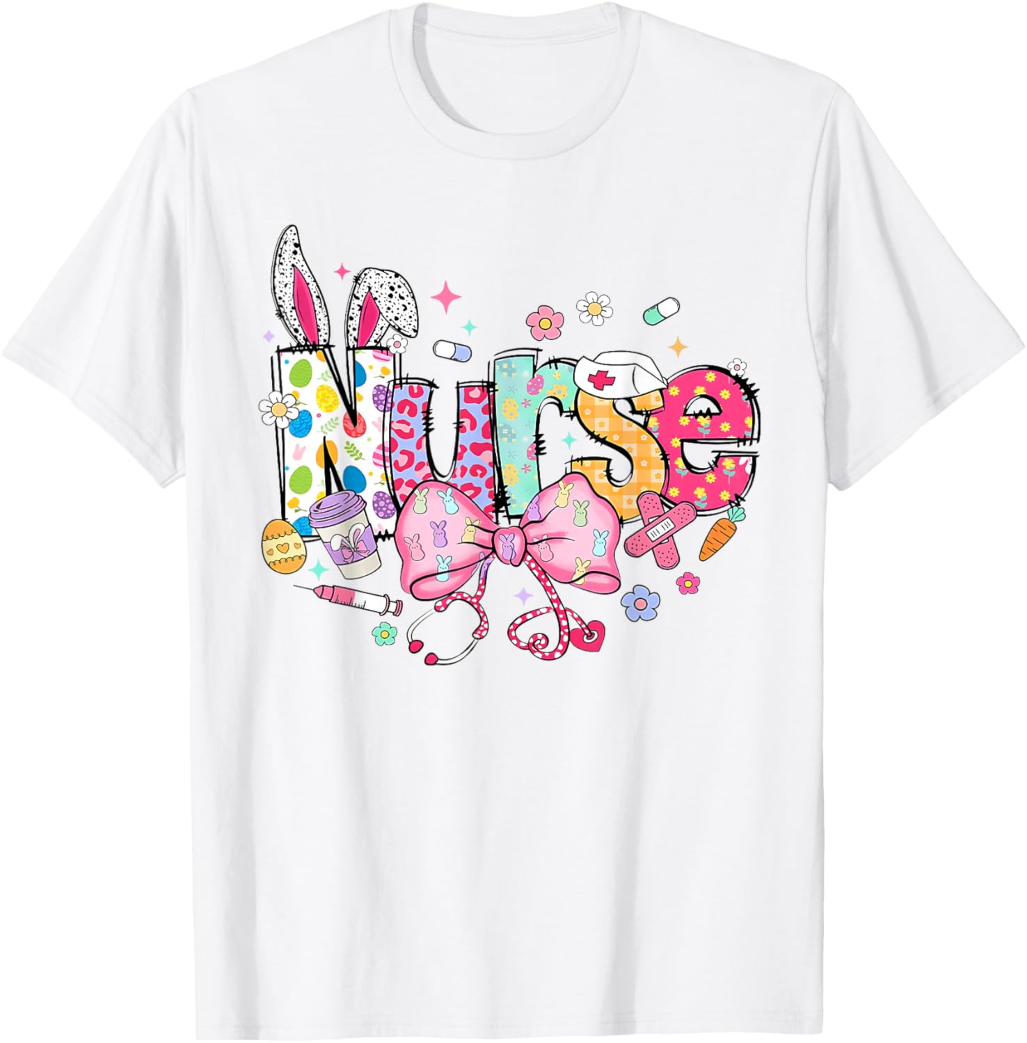 Nurse Easter Day Cute Coquette Stethoscope Nursing Easter T-Shirt