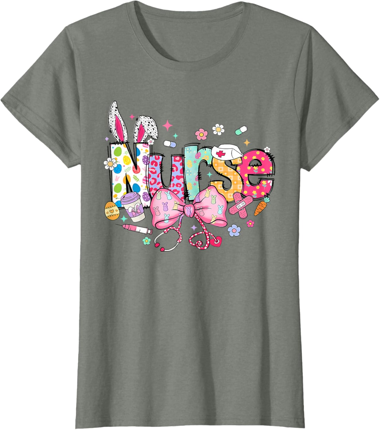 Nurse Easter Day Cute Coquette Stethoscope Nursing Easter T-Shirt