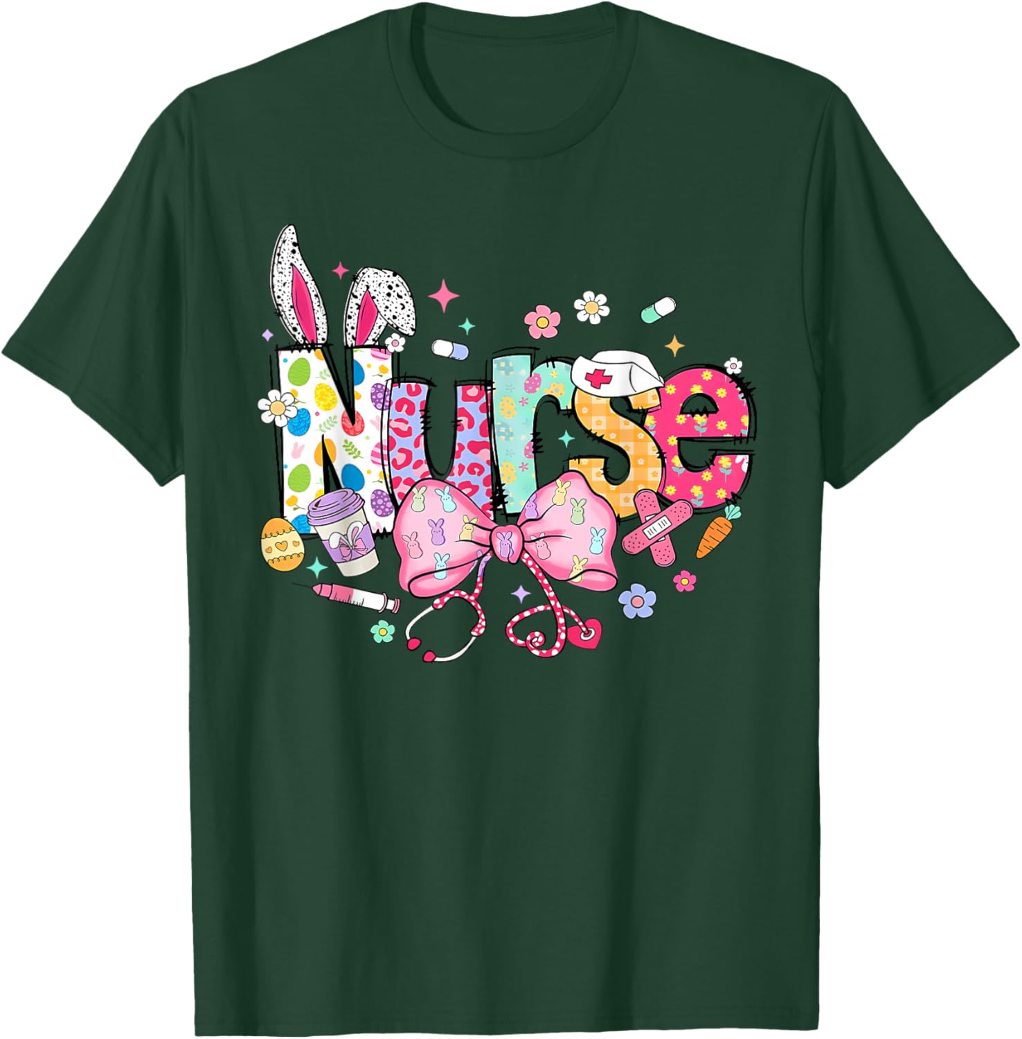 Nurse Easter Day Cute Coquette Stethoscope Nursing Easter T-Shirt