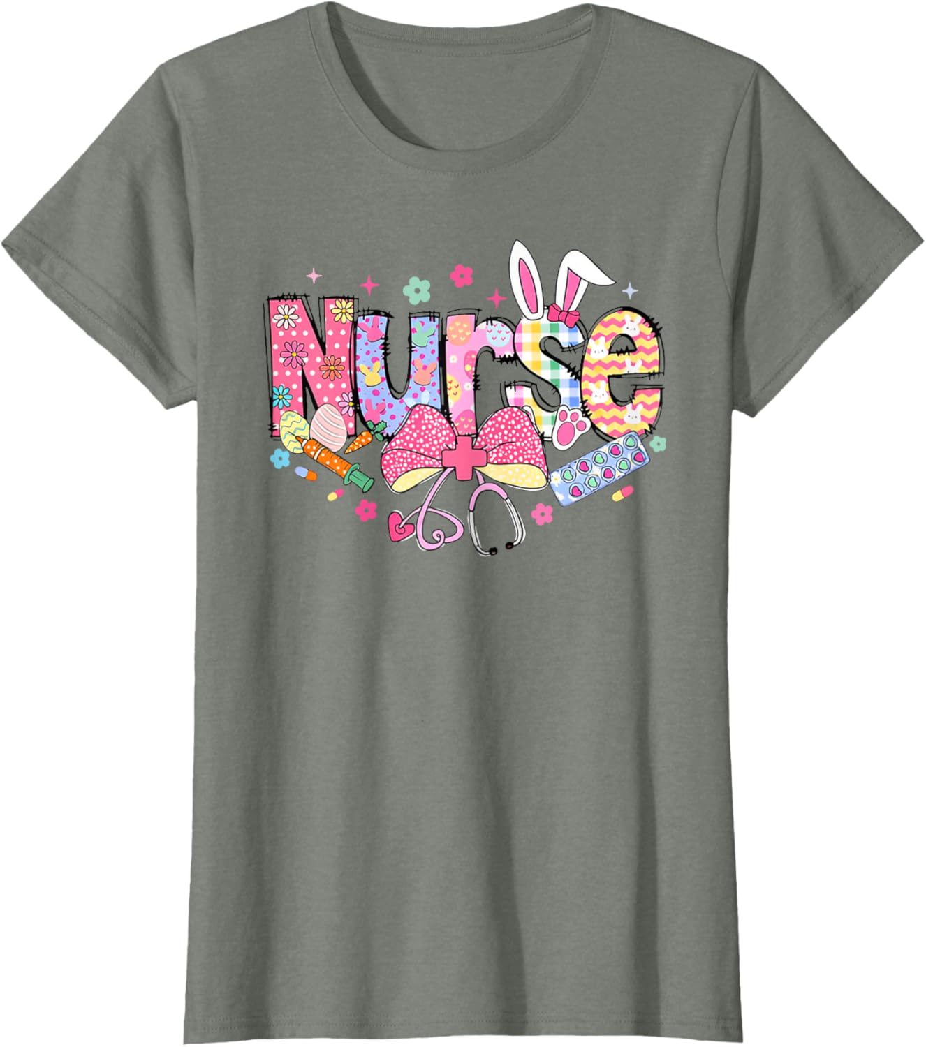 Nurse Easter Day Cute Coquette Stethoscope Nursing Easter T-Shirt