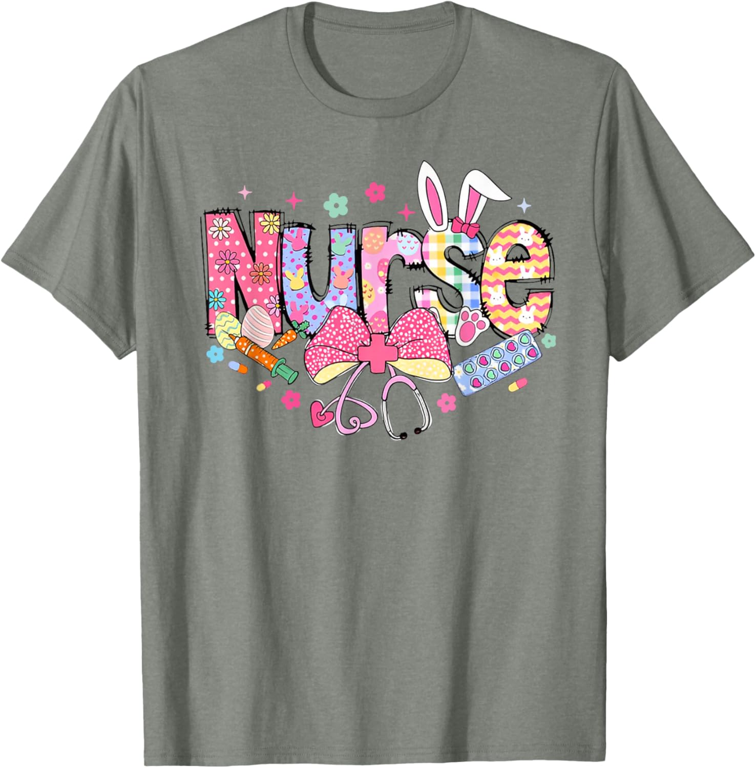 Nurse Easter Day Cute Coquette Stethoscope Nursing Easter T-Shirt