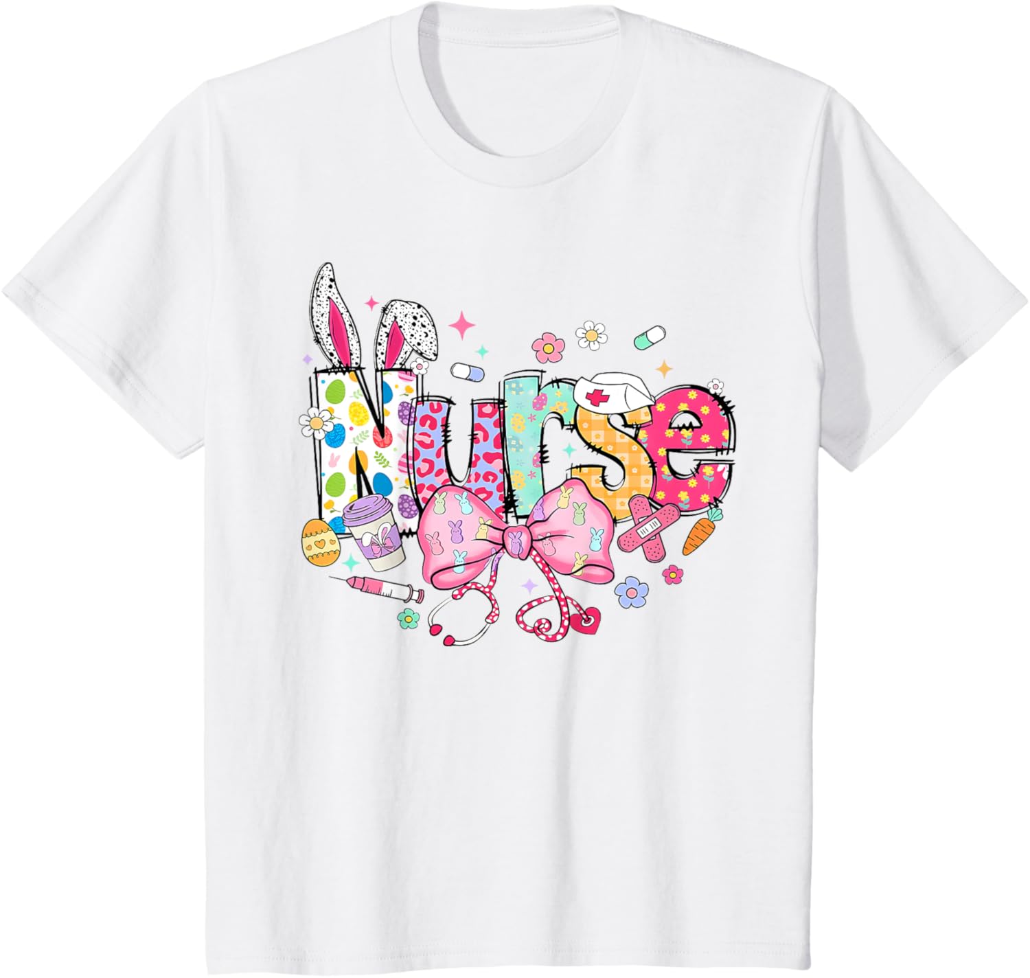 Nurse Easter Day Cute Coquette Stethoscope Nursing Easter T-Shirt