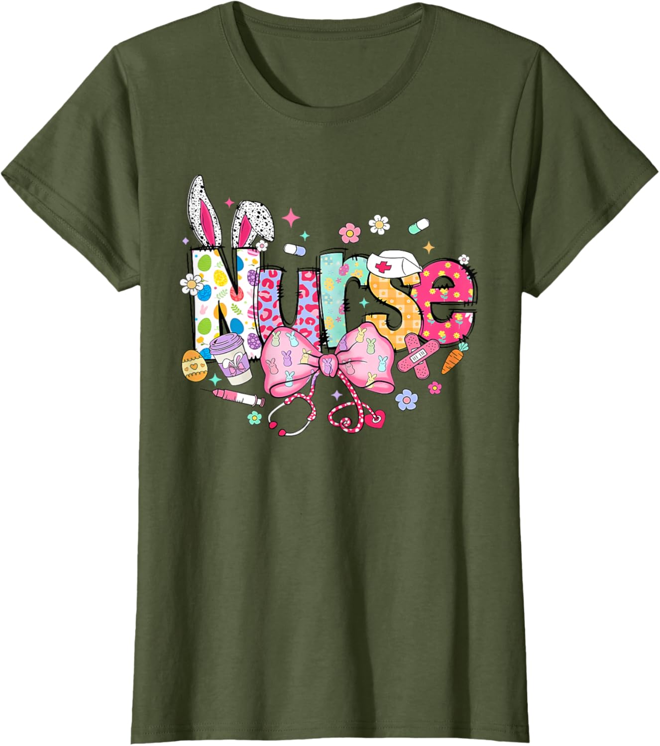 Nurse Easter Day Cute Coquette Stethoscope Nursing Easter T-Shirt