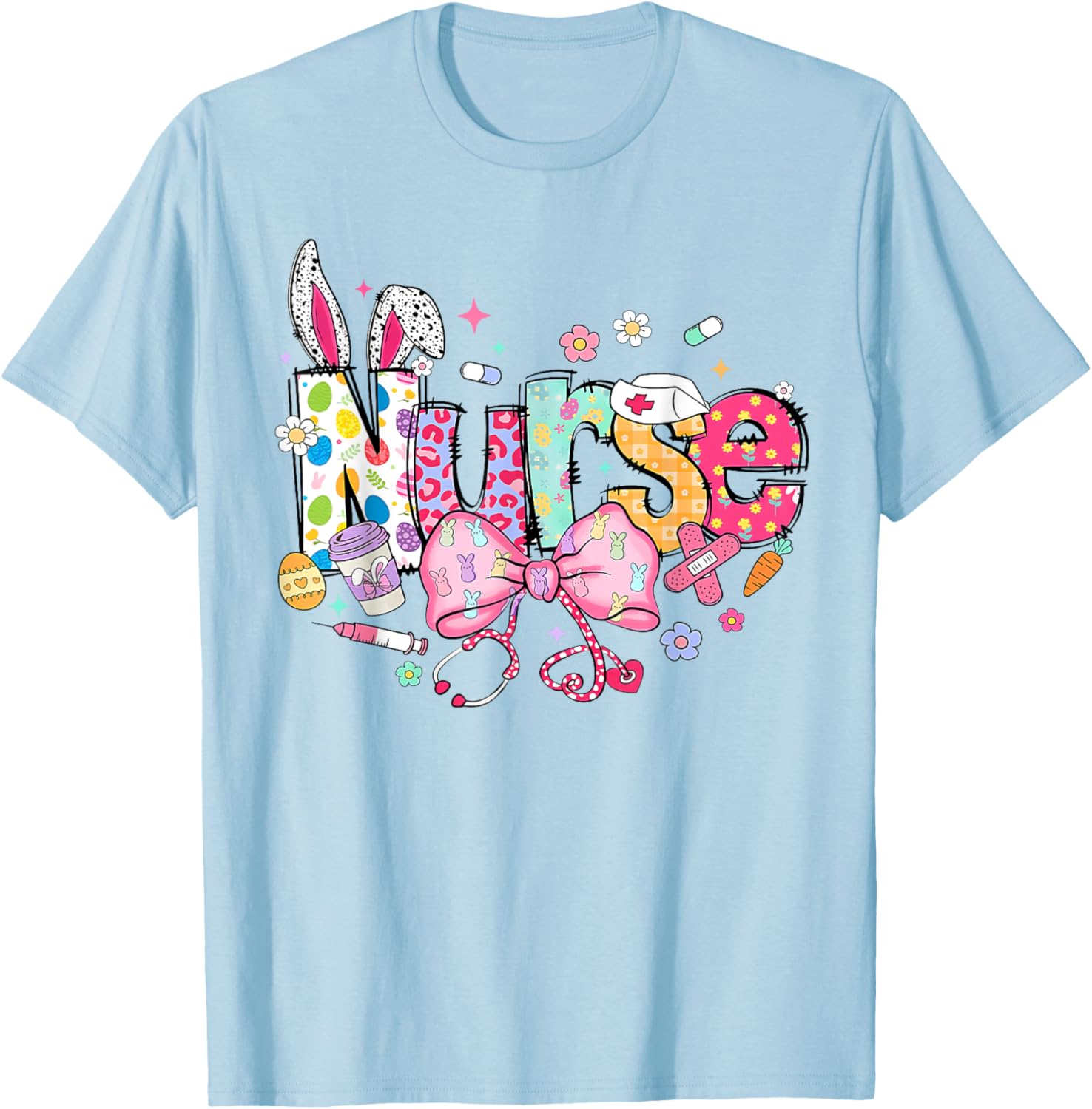 Nurse Easter Day Cute Coquette Stethoscope Nursing Easter T-Shirt