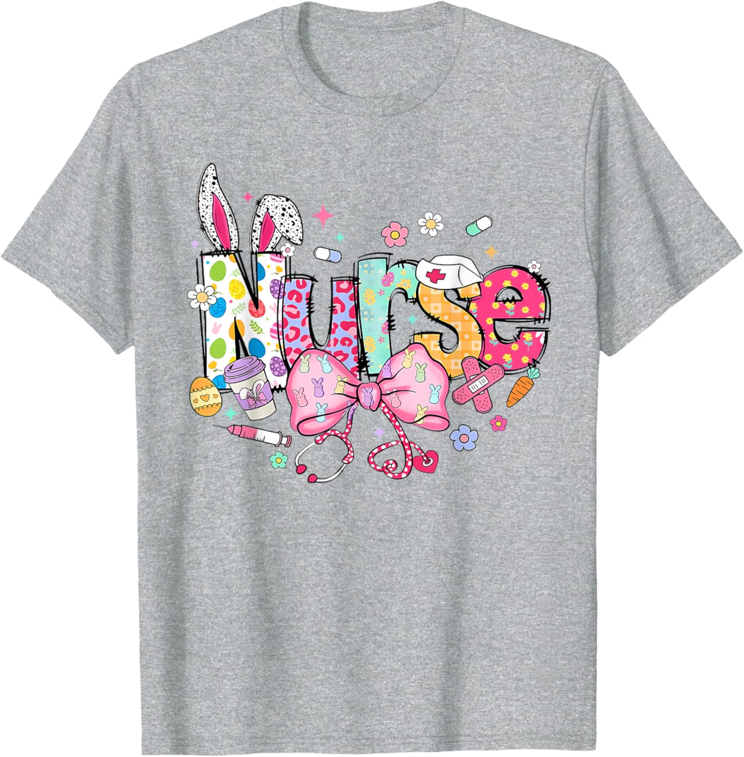 Nurse Easter Day Cute Coquette Stethoscope Nursing Easter T-Shirt