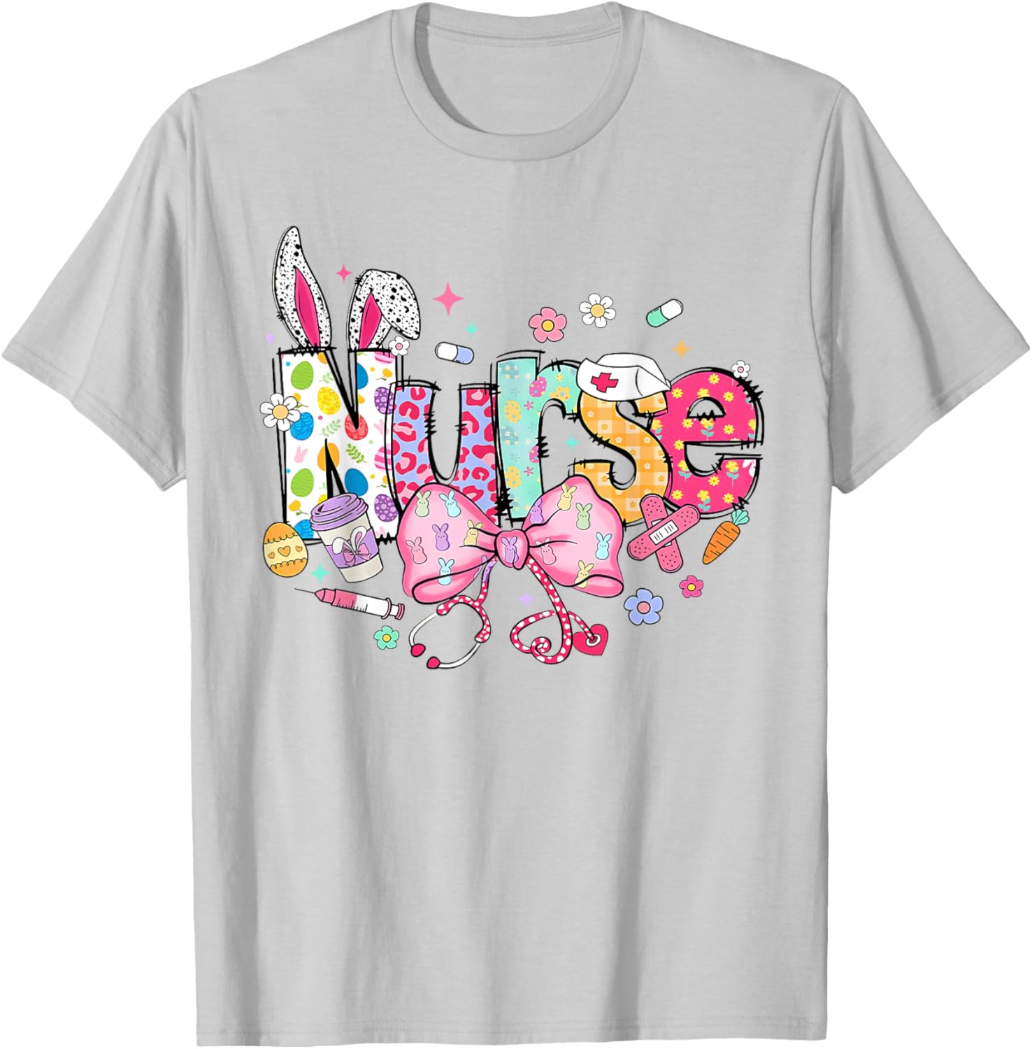 Nurse Easter Day Cute Coquette Stethoscope Nursing Easter T-Shirt