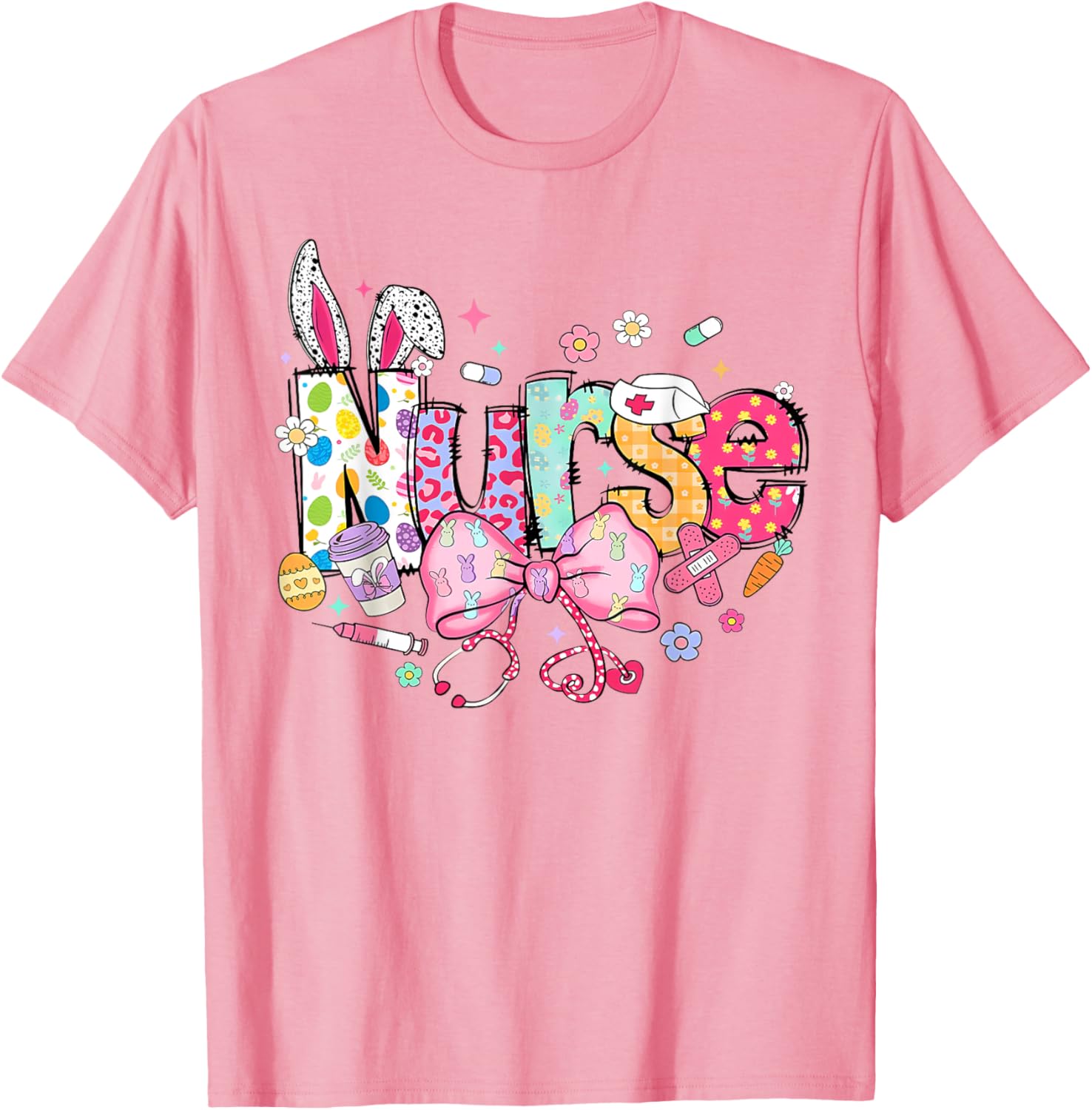 Nurse Easter Day Cute Coquette Stethoscope Nursing Easter T-Shirt