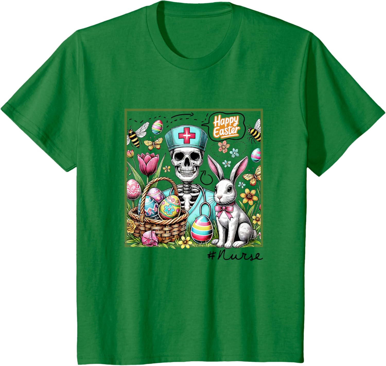 Nurse Easter Day Skeleton Cute Bunny Eggs Coquette Nursing T-Shirt